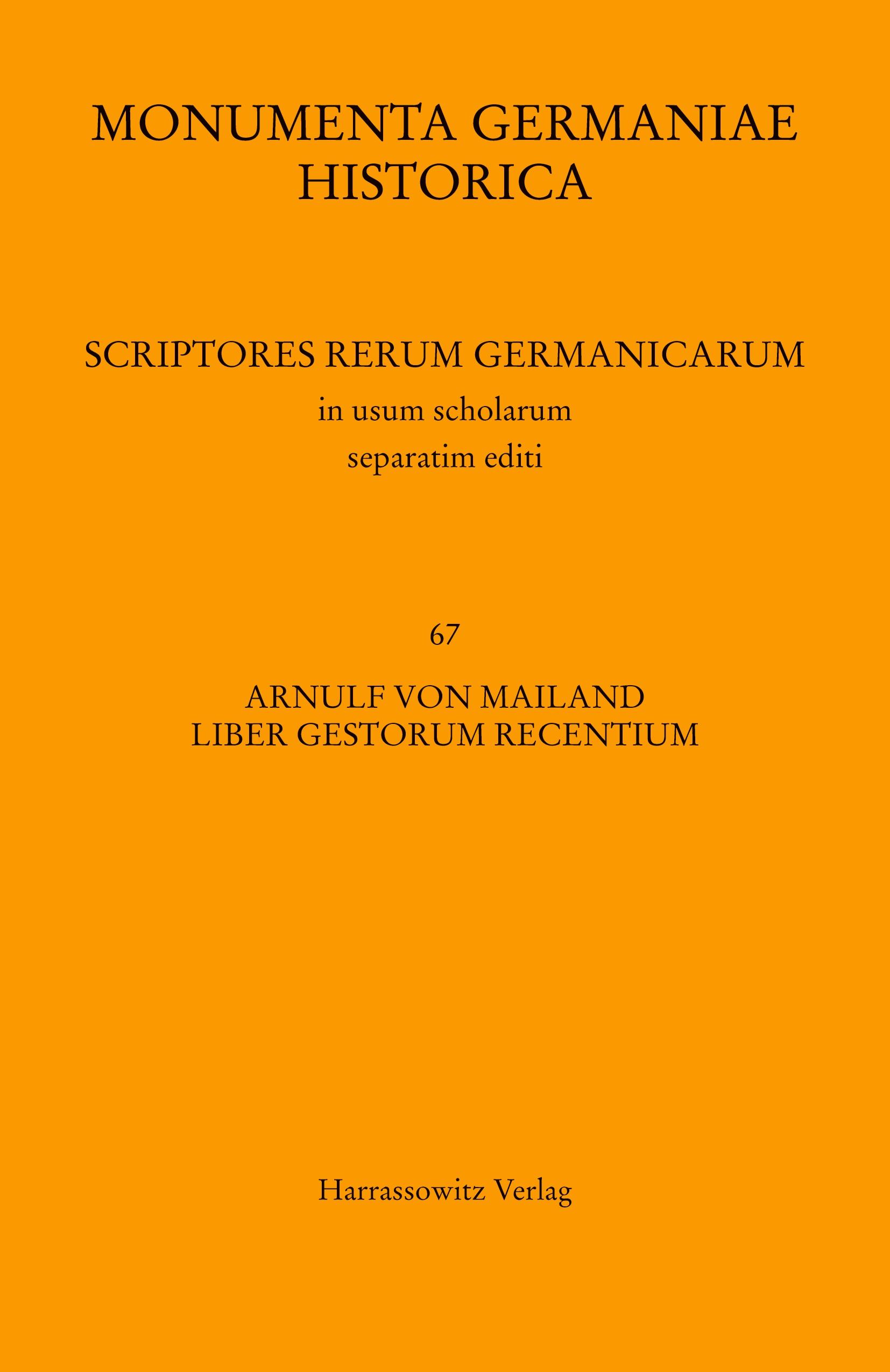Vorderes Coverbild Arnulf von Mailand, Liber gestorum recentium