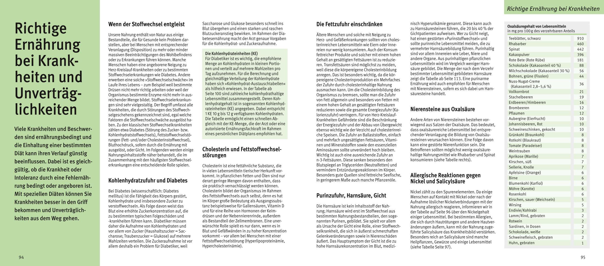 Beispielinhalt (Bild) Die große GU Nährwert-Kalorien-Tabelle 2026/27