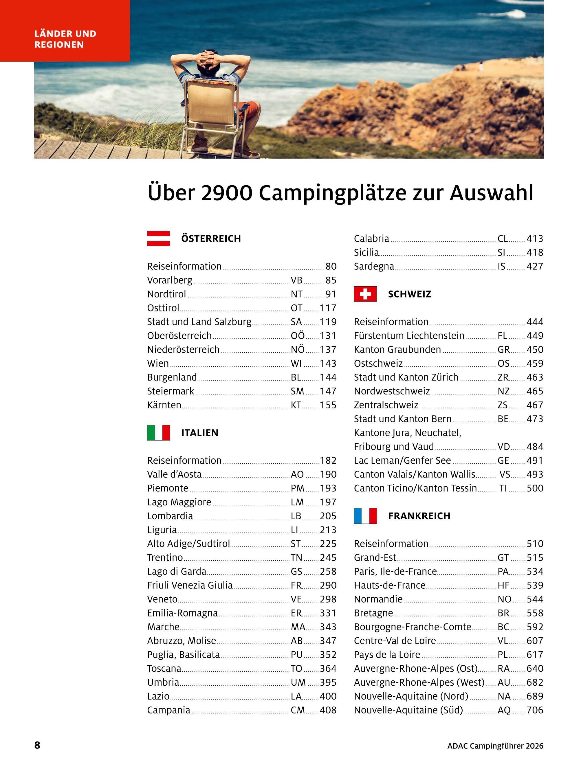 Beispielinhalt (Bild) ADAC Campingführer Südeuropa 2026