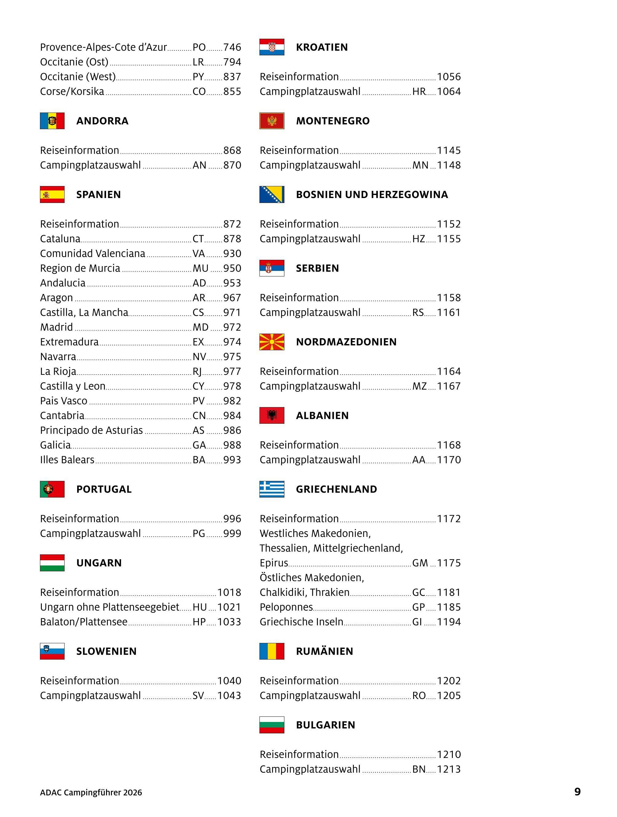 Beispielinhalt (Bild) ADAC Campingführer Südeuropa 2026