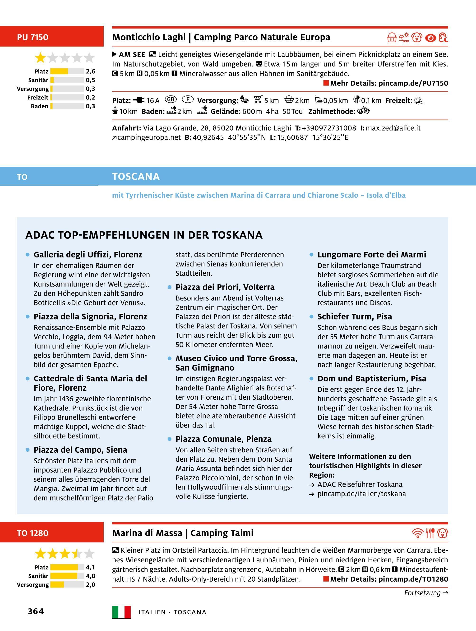 Beispielinhalt (Bild) ADAC Campingführer Südeuropa 2026