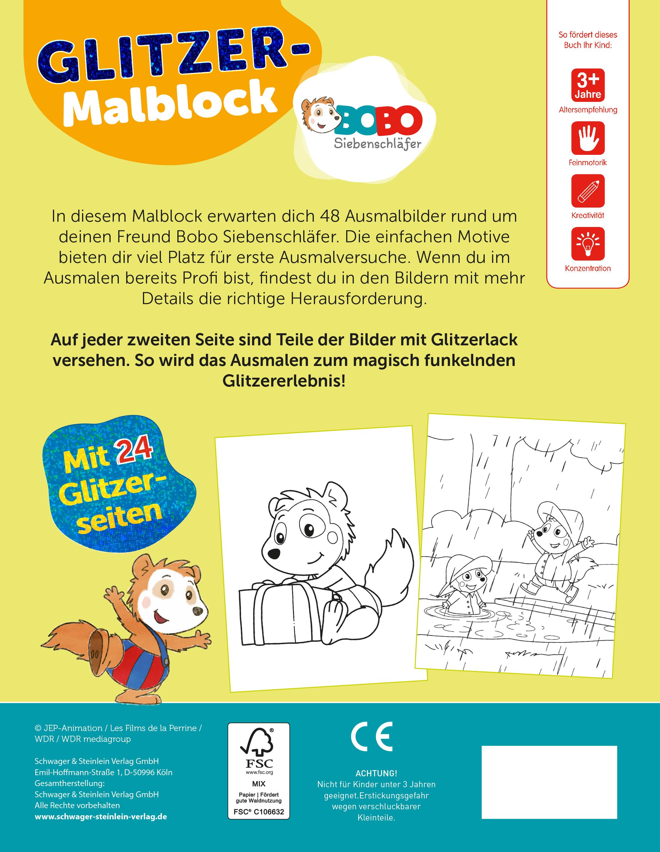 Rückseitencover Bobo Siebenschläfer Glitzer-Malblock