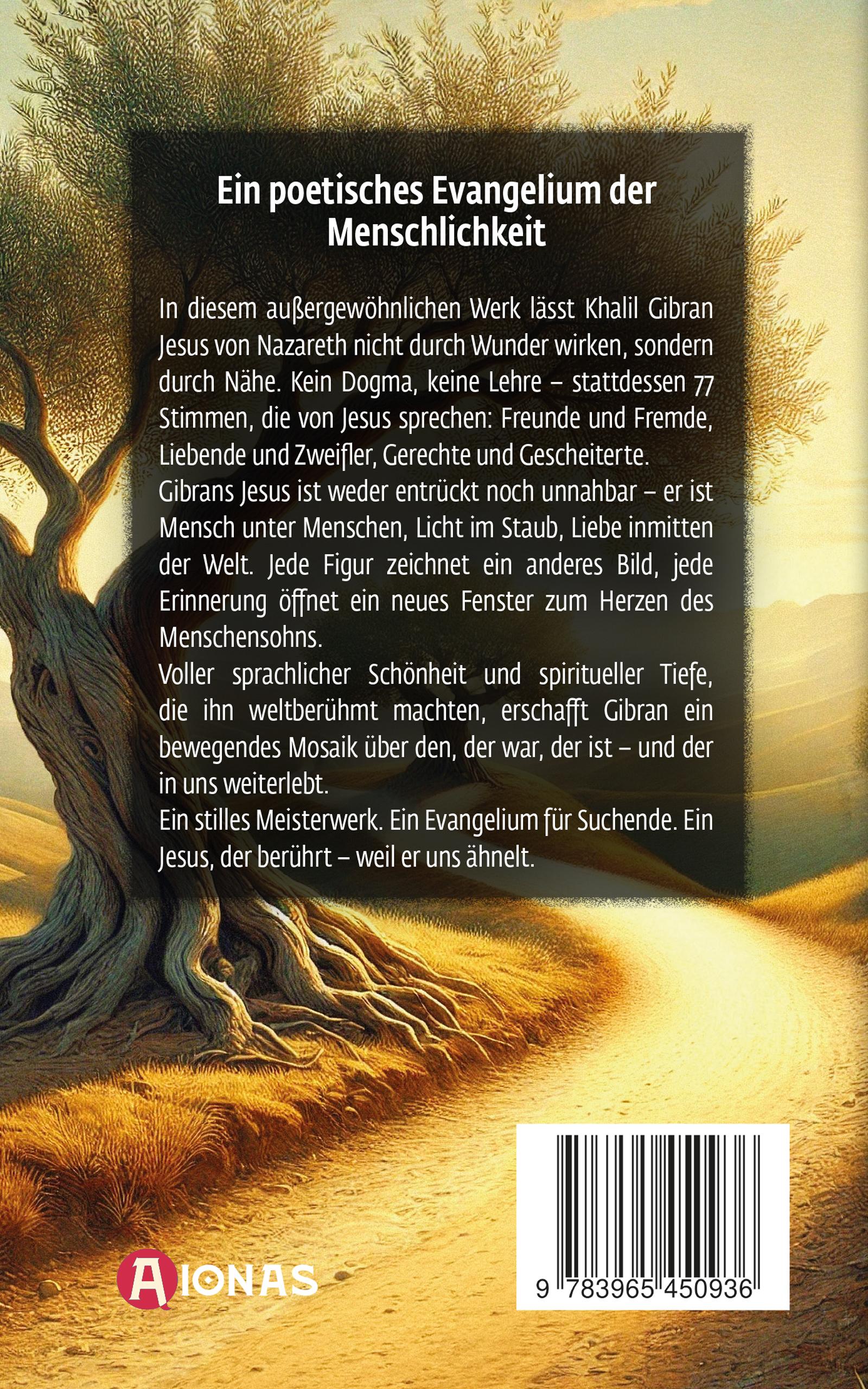 Rückseitencover Jesus, der Menschensohn. Khalil Gibran