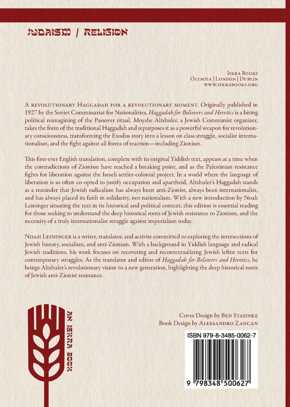 Rückseitencover Haggadah for Believers and Heretics