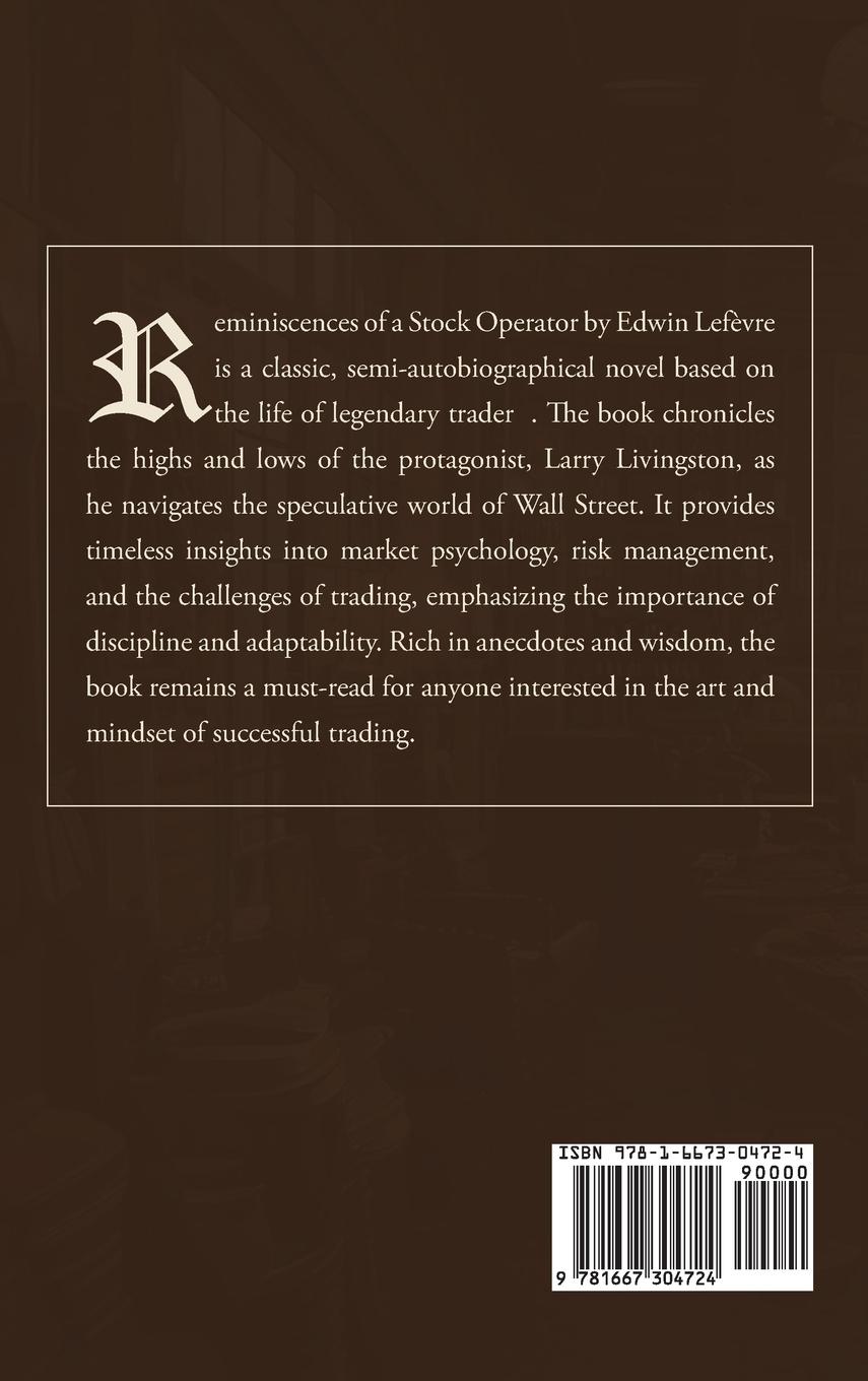 Rückseitencover Reminiscences of a Stock Operator