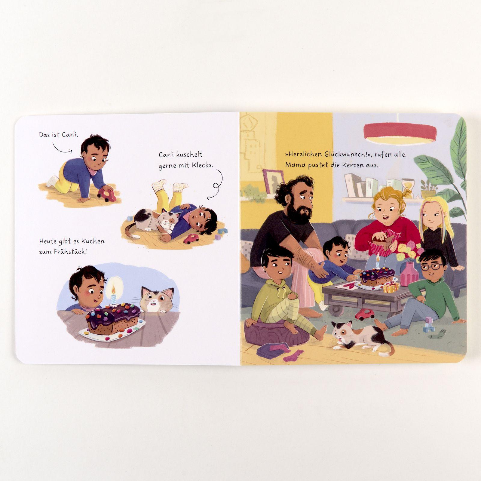 Beispielinhalt (Bild) Carli und Klecks backen einen Kuchen