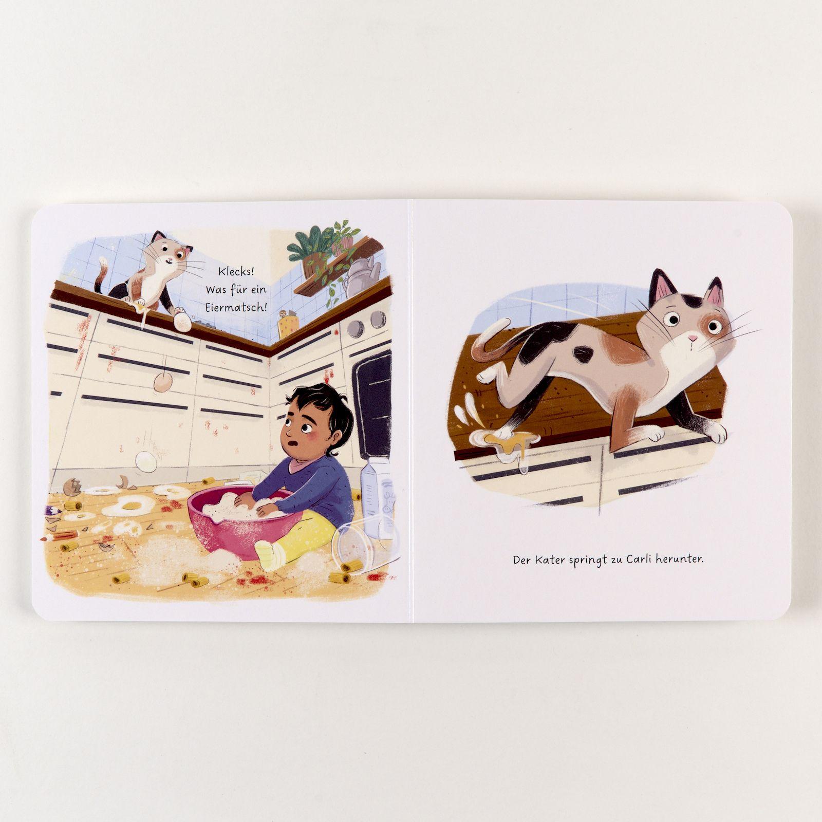 Beispielinhalt (Bild) Carli und Klecks backen einen Kuchen