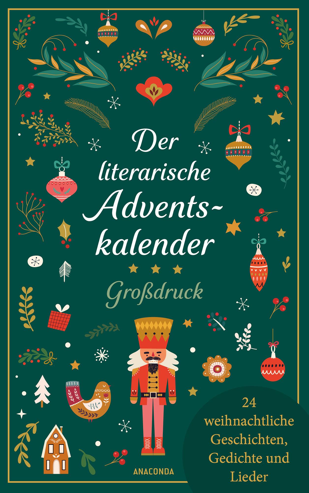 Vorderes Coverbild Der literarische Adventskalender. Großdruck. 24 weihnachtliche Geschichten, Gedichte und Lieder