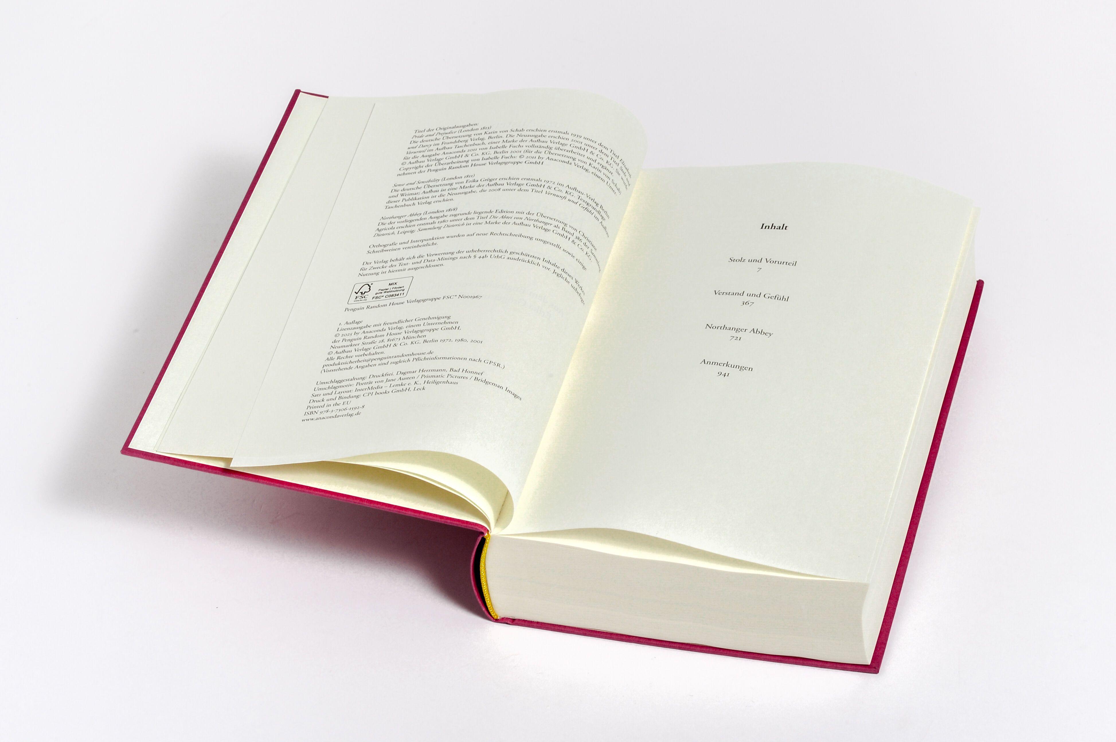 Beispielinhalt (Bild) Jane Austen, Stolz und Vorurteil; Verstand und Gefühl; Northanger Abbey