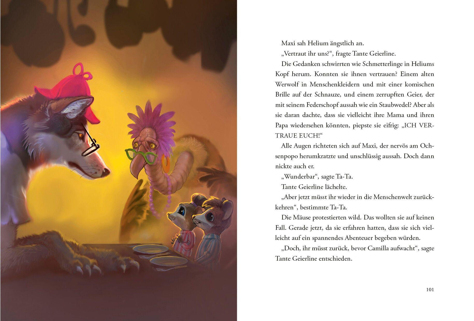 Beispielinhalt (Bild) Maxi & Helium - Das magische Loch in der Wand