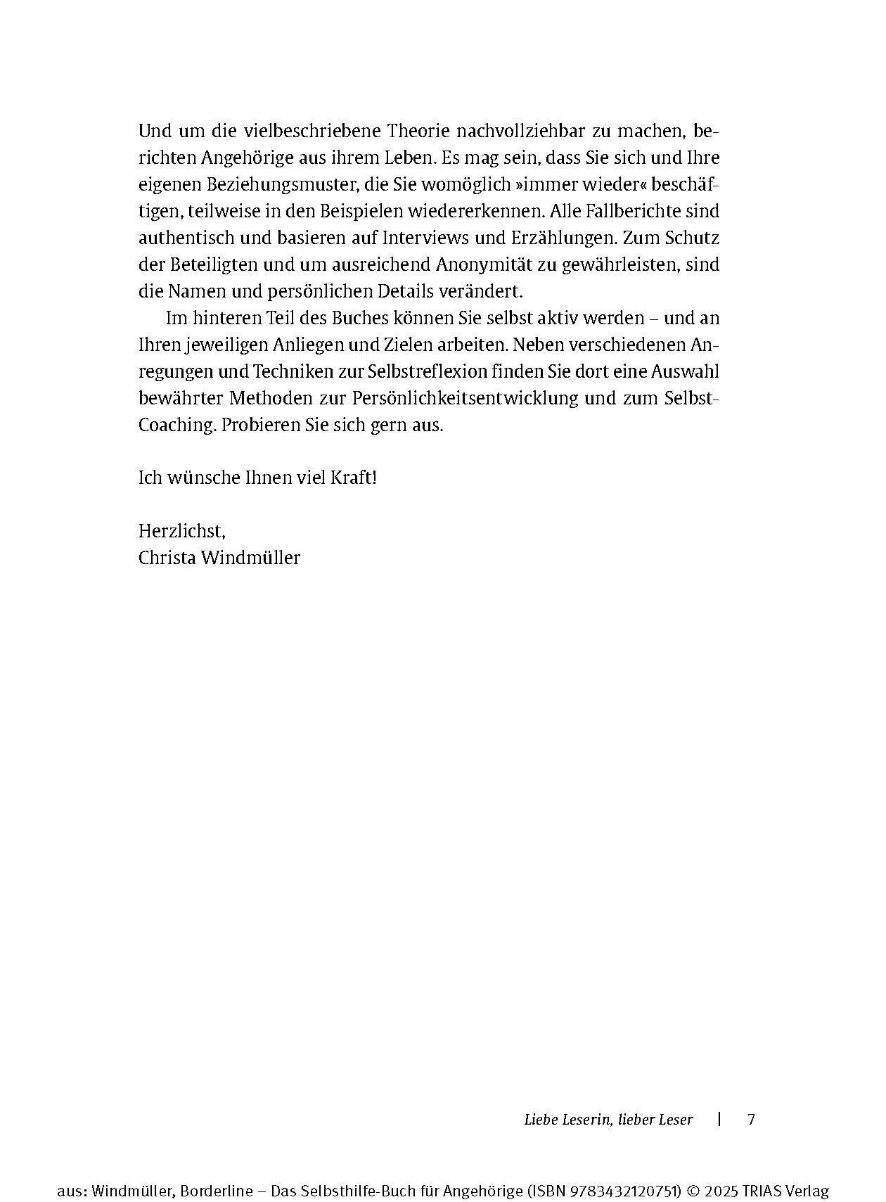 Beispielinhalt (Bild) Borderline - Das Selbsthilfe-Buch für Angehörige