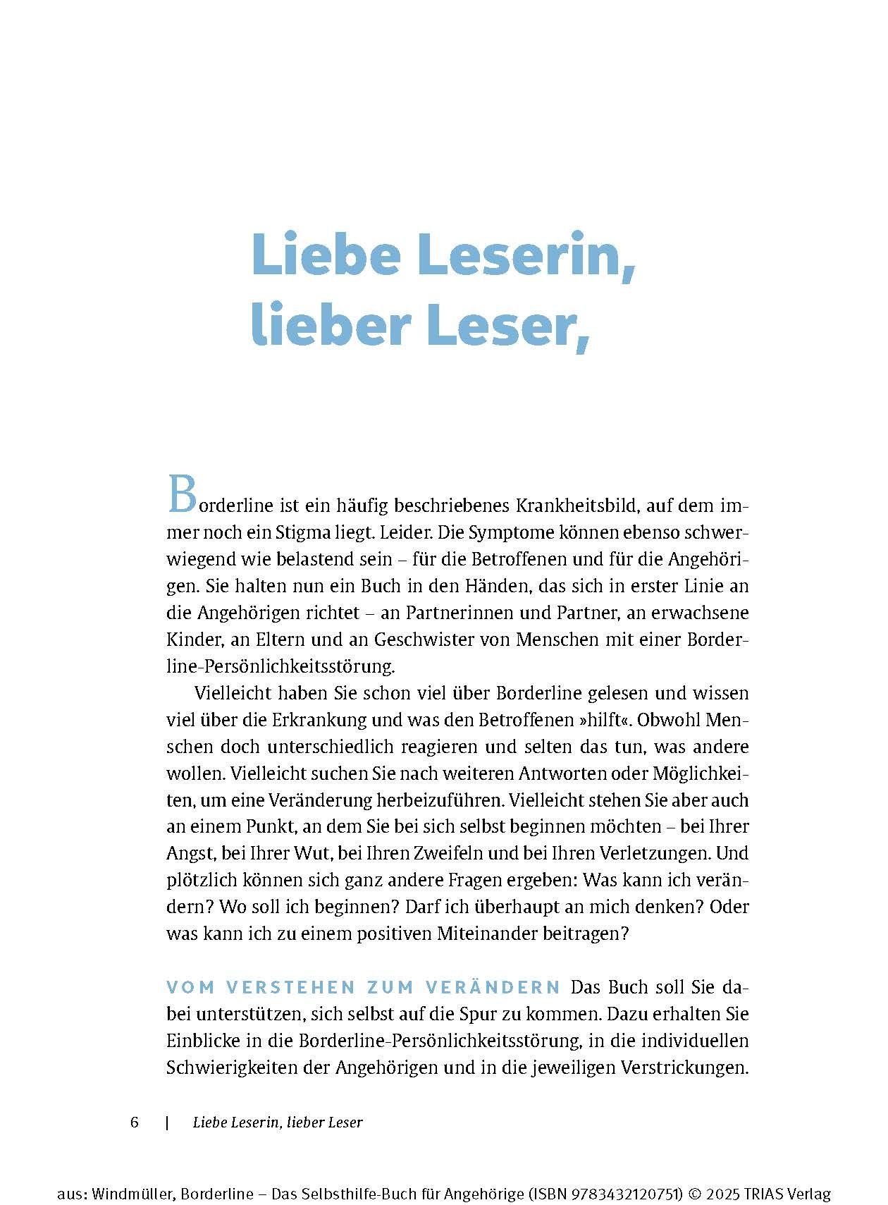 Beispielinhalt (Bild) Borderline - Das Selbsthilfe-Buch für Angehörige