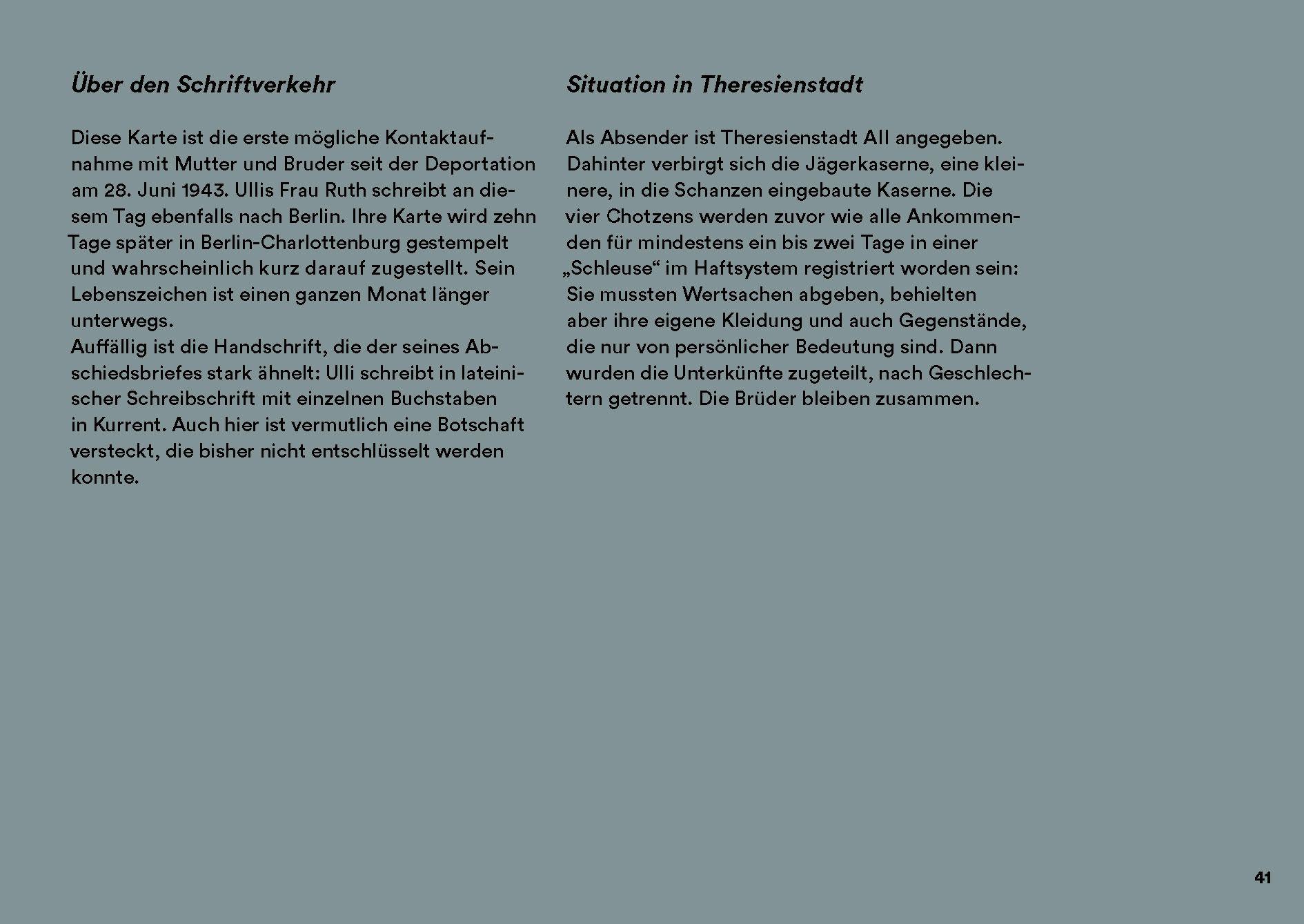 Beispielinhalt (Bild) "Liebe Mutti!" Postkarten aus Theresienstadt 1943-1944 mit künstlerischen Arbeiten von Inbar Chotzen