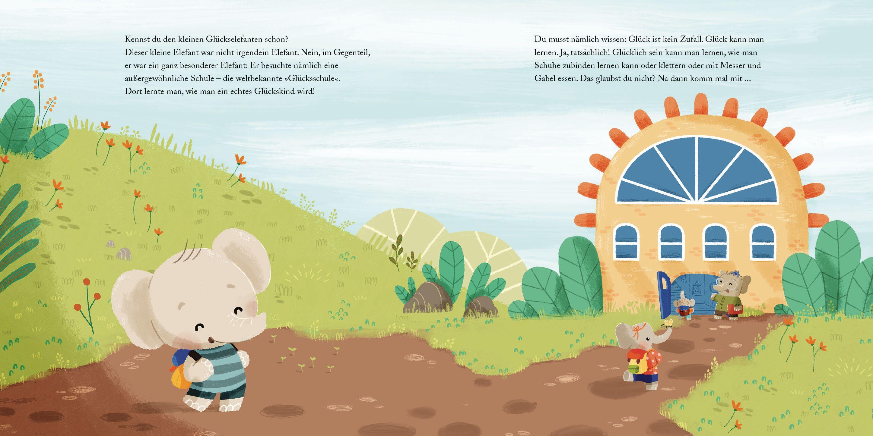 Beispielinhalt (Bild) Ich bring dir das Glück - Vom kleinen Elefanten und seinen Glücksgeheimnissen