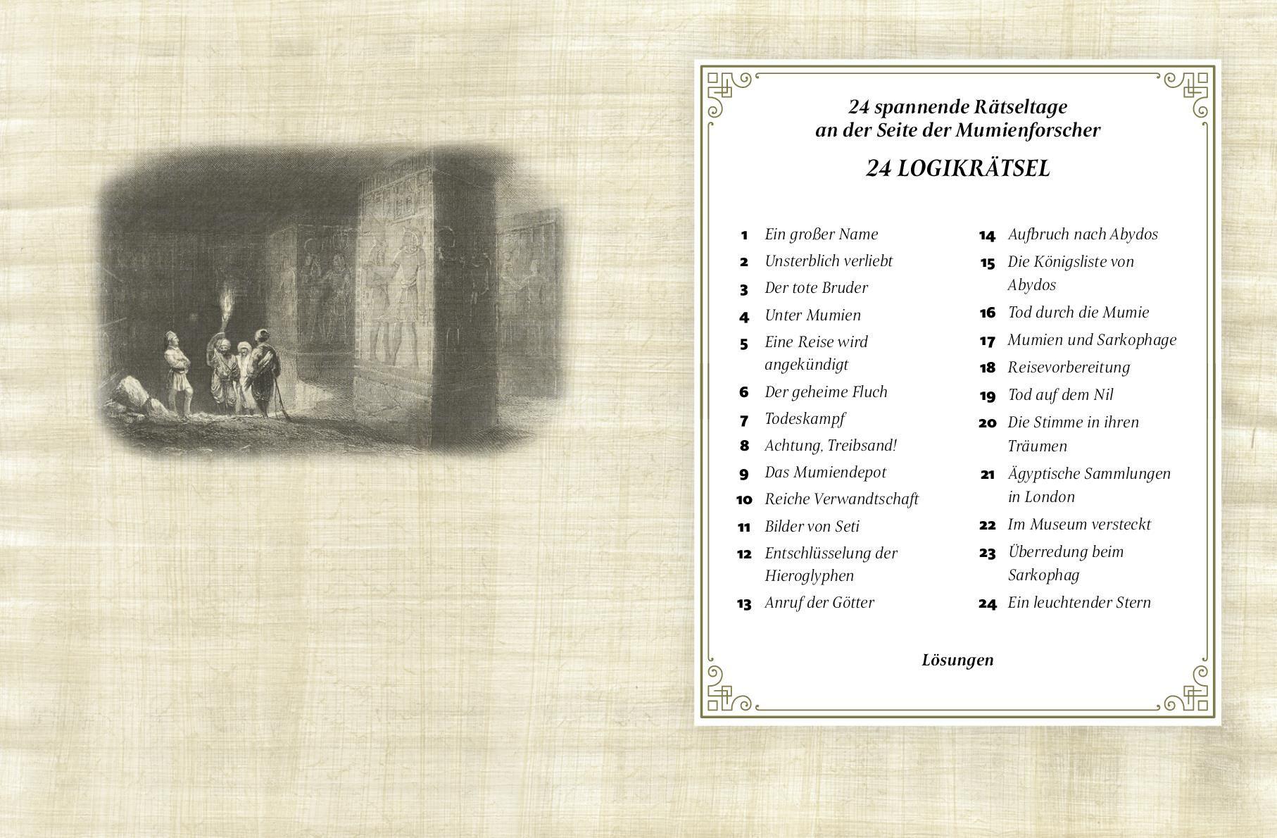 Beispielinhalt (Bild) Der Fluch der Mumie Adventskalender der Logikrätsel