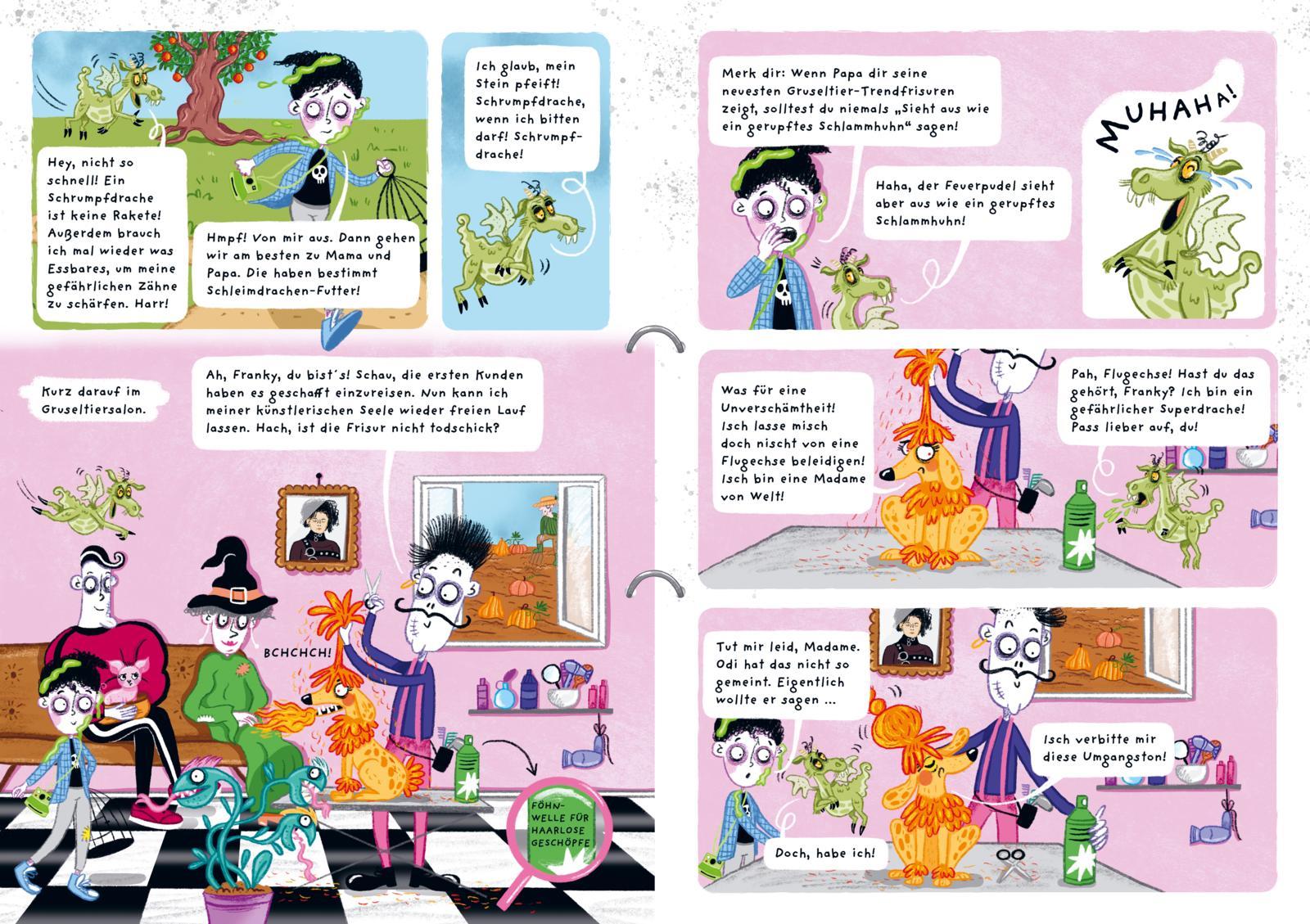 Beispielinhalt (Bild) Franky 1: Meine schräge Zombie-Familie, Schrumpfdrachen und andere Katastrophen