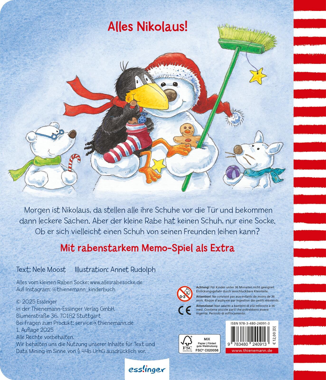 Rückseitencover Der kleine Rabe Socke: Alles im Schuh! Mit Memo-Spiel