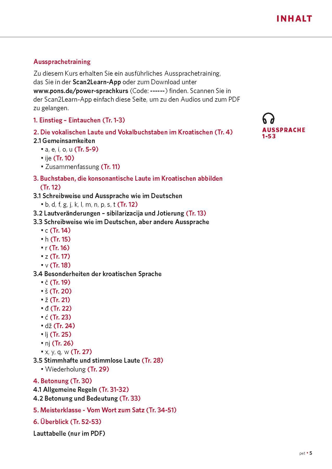 Beispielinhalt (Bild) PONS Power-Sprachkurs Kroatisch