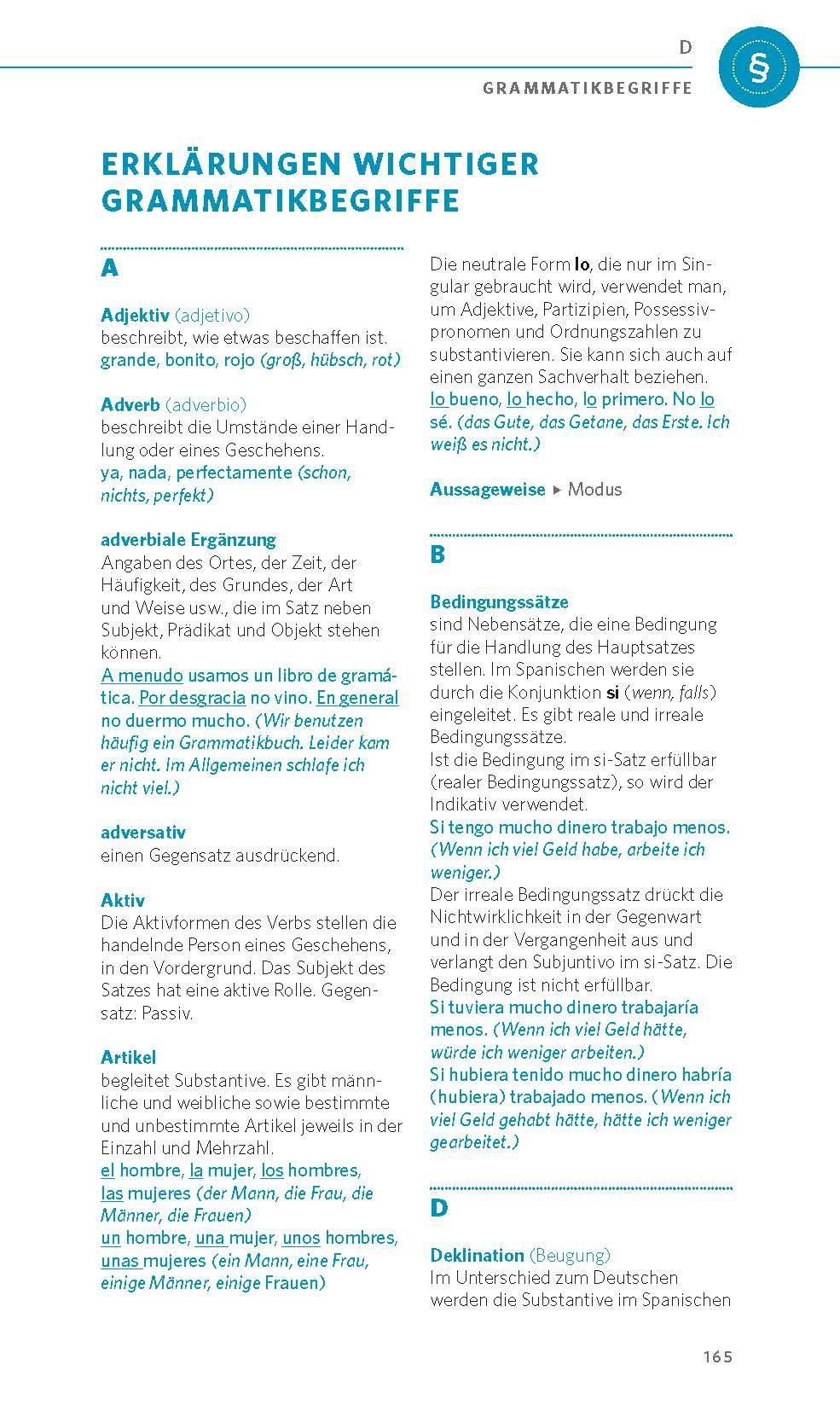 Beispielinhalt (Bild) PONS Grammatik kurz & bündig Spanisch