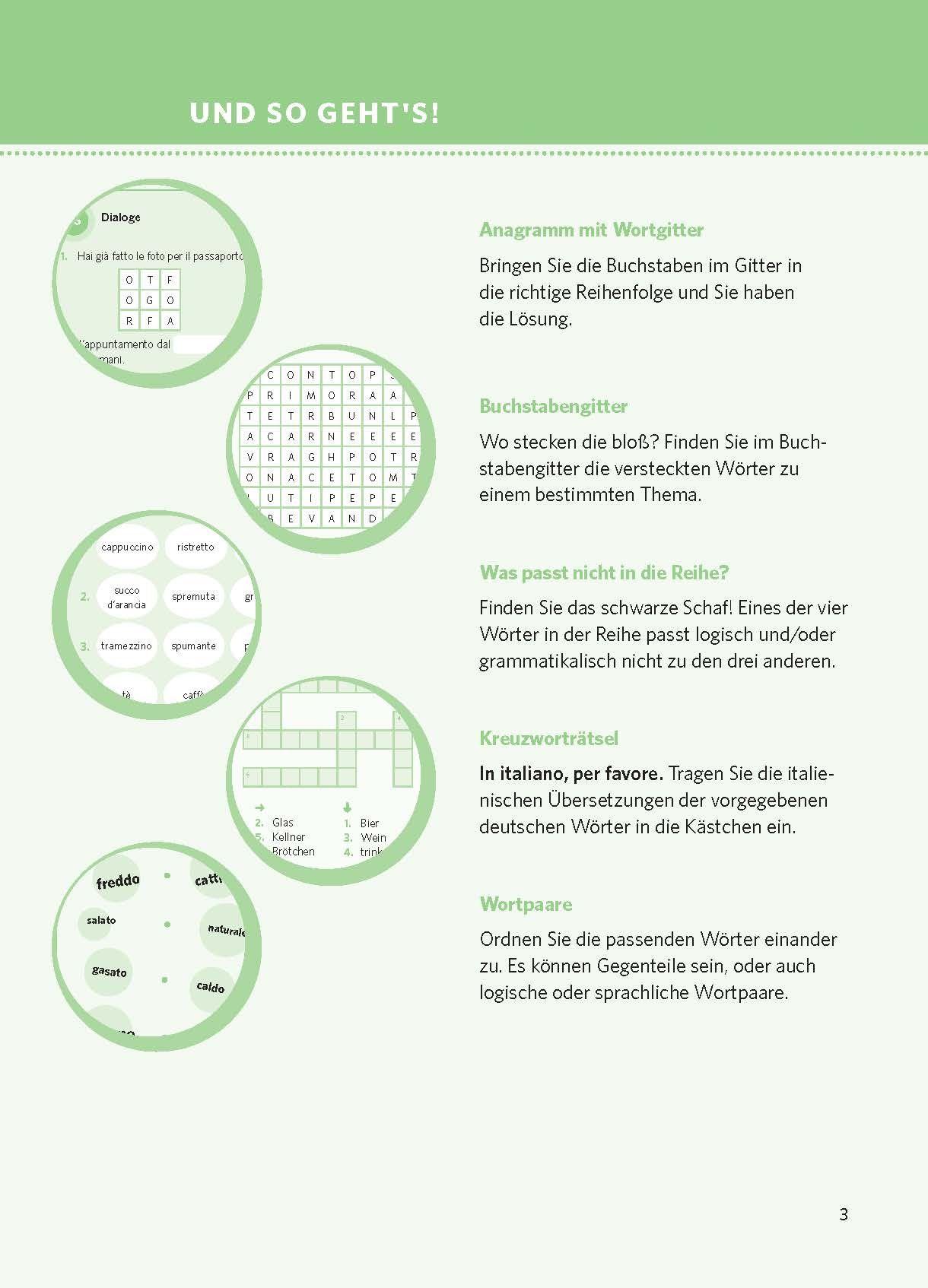 Beispielinhalt (Bild) PONS Sprachrätsel Italienisch