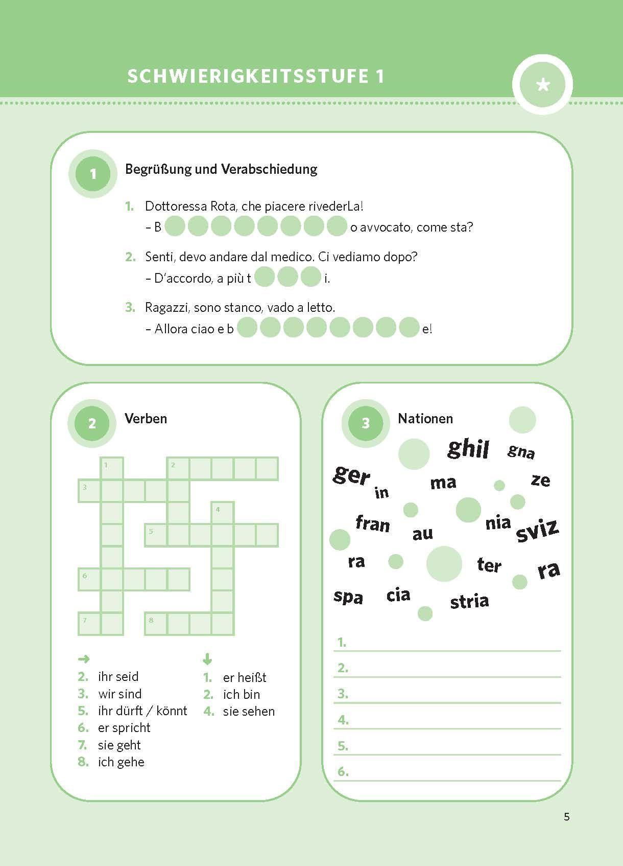 Beispielinhalt (Bild) PONS Sprachrätsel Italienisch