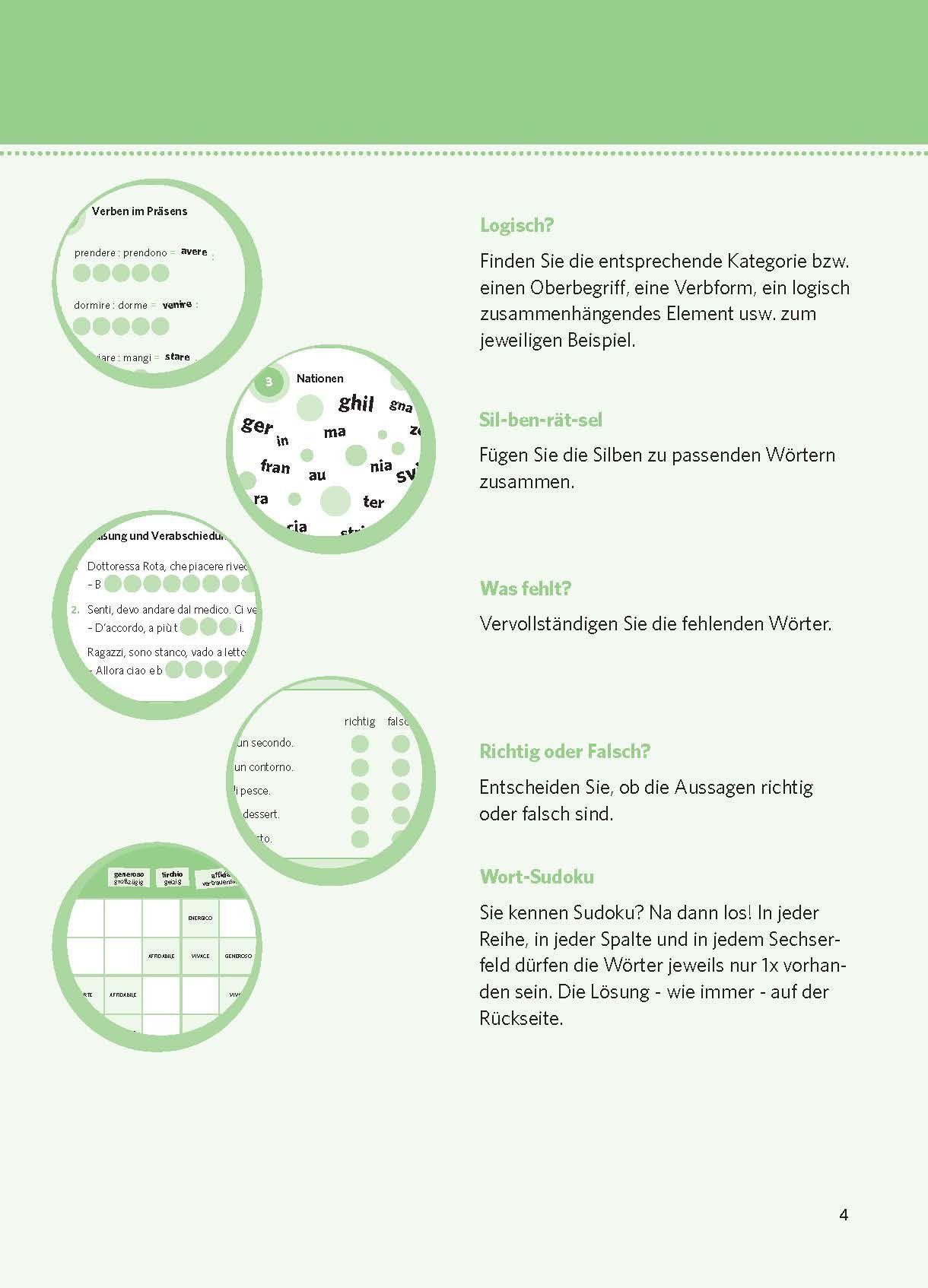 Beispielinhalt (Bild) PONS Sprachrätsel Italienisch