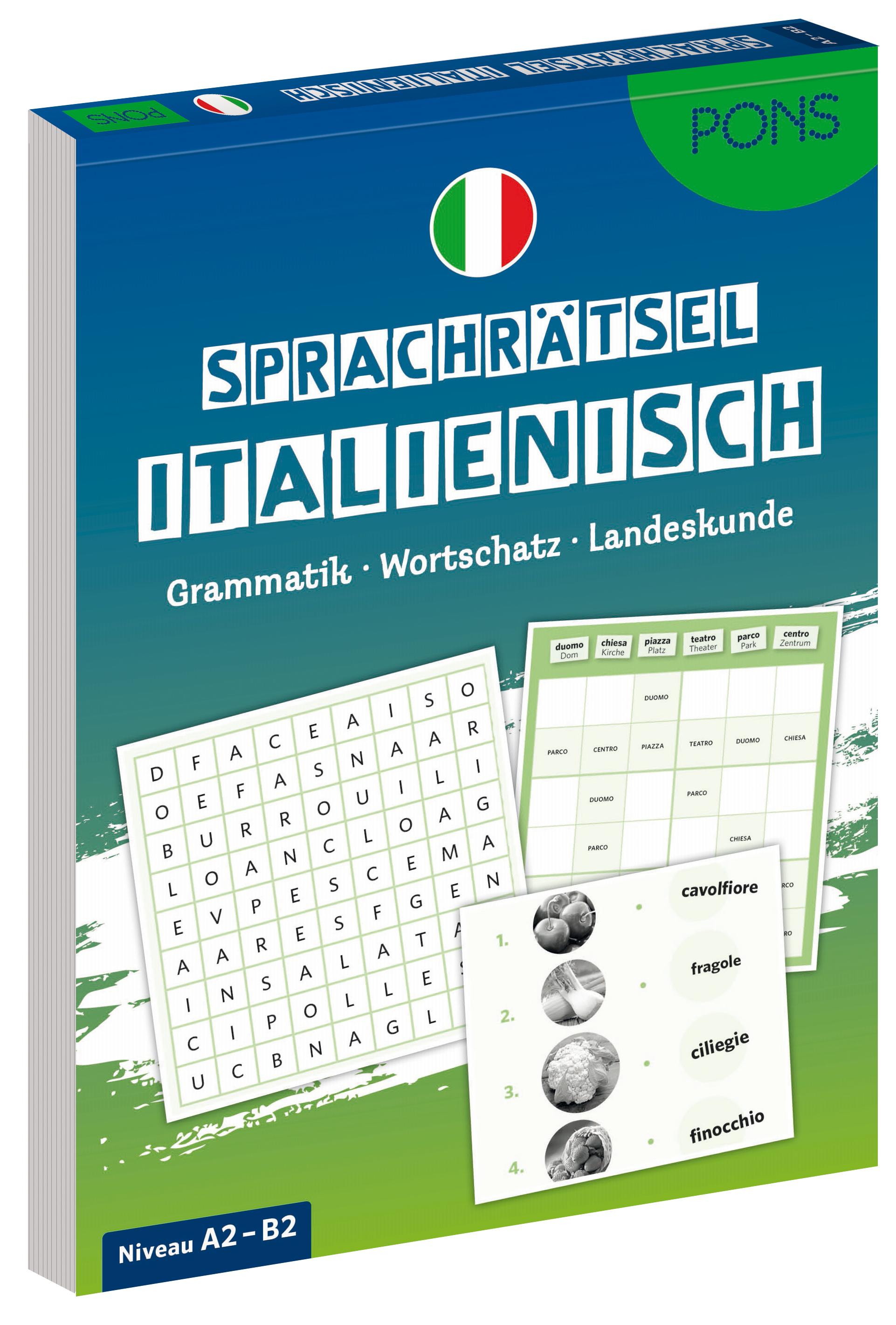 Vorderes Coverbild PONS Sprachrätsel Italienisch