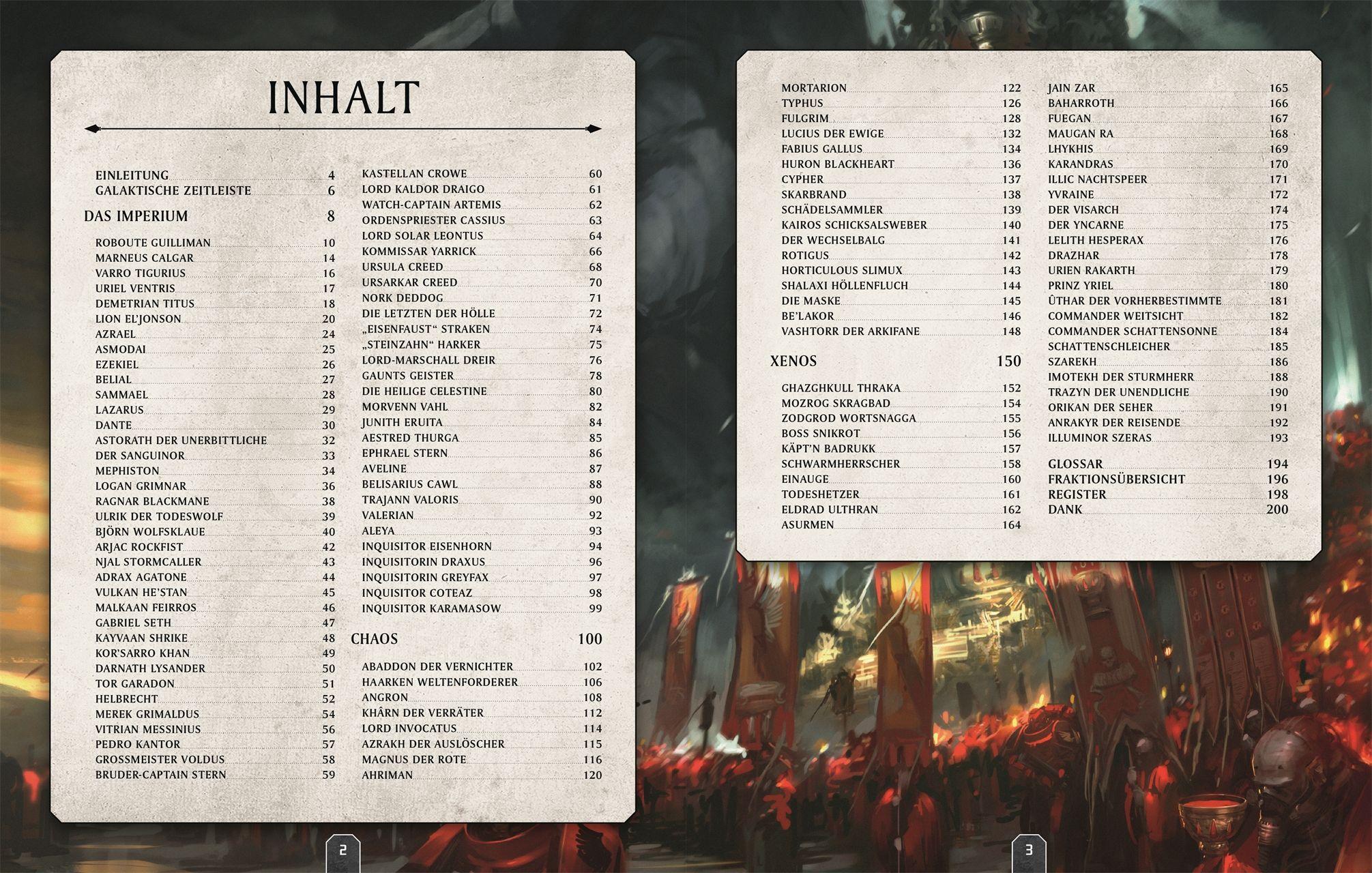 Beispielinhalt (Bild) Warhammer 40.000 Lexikon der Figuren