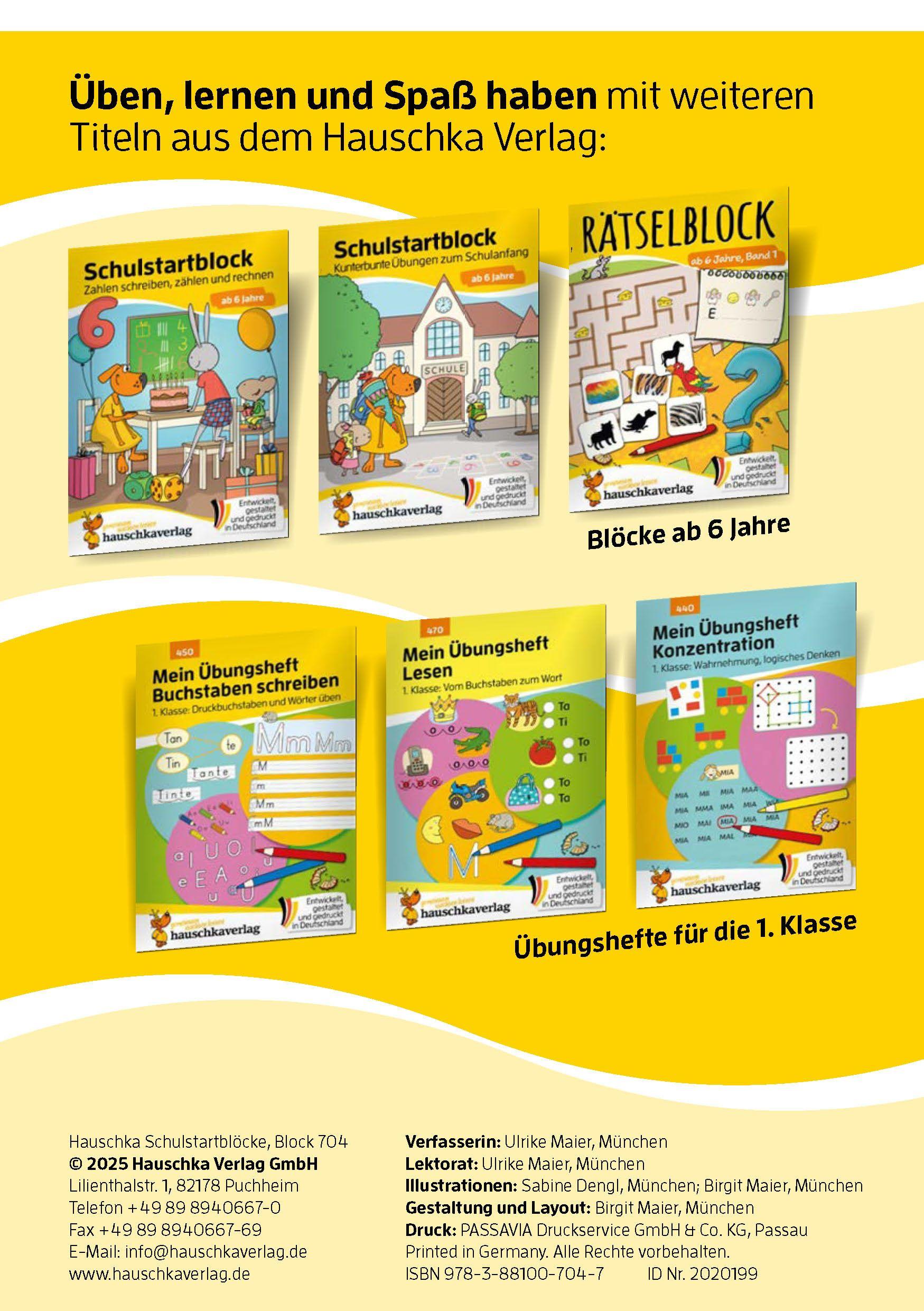 Beispielinhalt (Bild) Schulstart-Block ab 6 Jahre - Buchstaben schreiben lernen