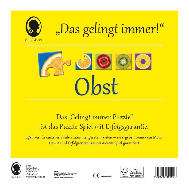 Beispielinhalt (Bild) Das "Gelingt immer"-Puzzle Obst. Das Puzzle-Spiel für Senioren mit Demenz