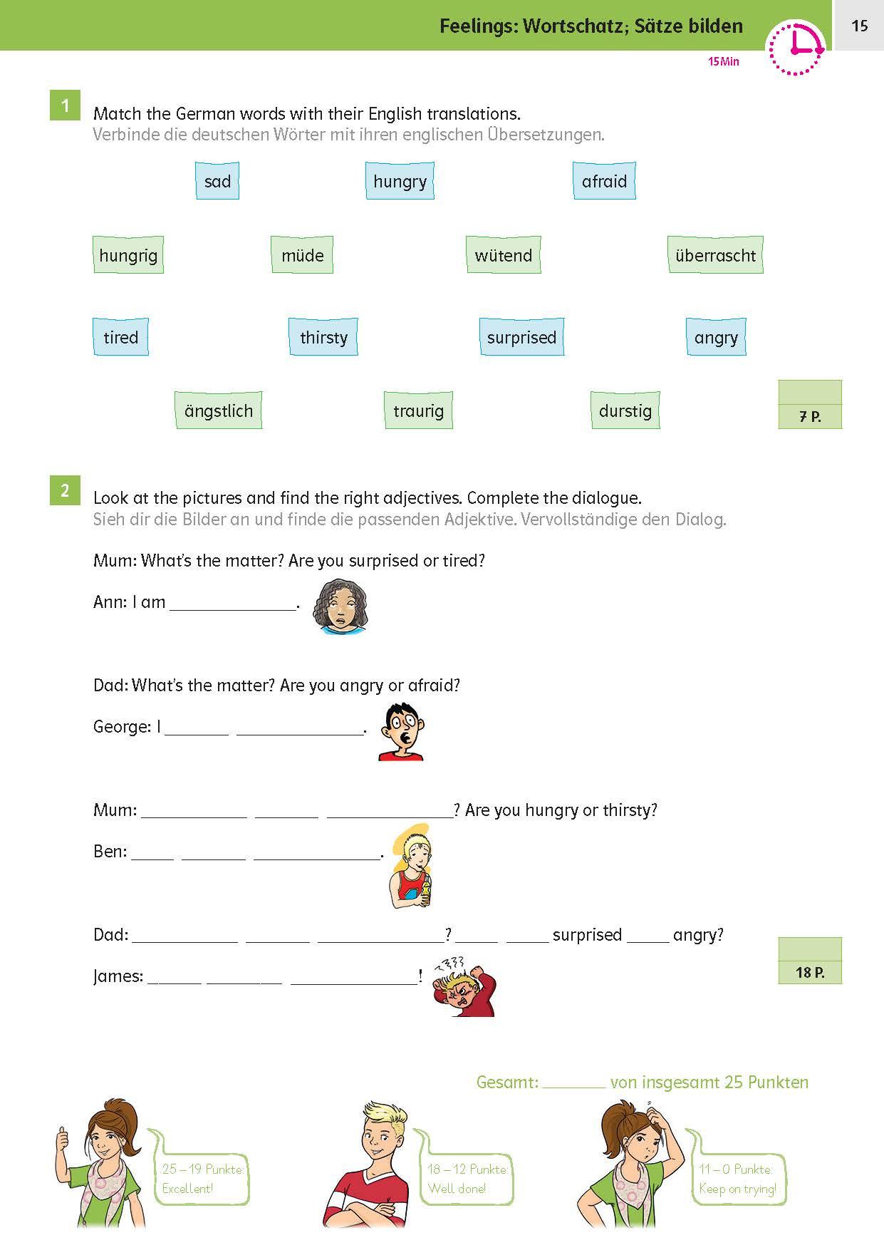 Beispielinhalt (Bild) Sicher ins Gymnasium: 15-Minuten-Kurztests Englisch 4.Klasse