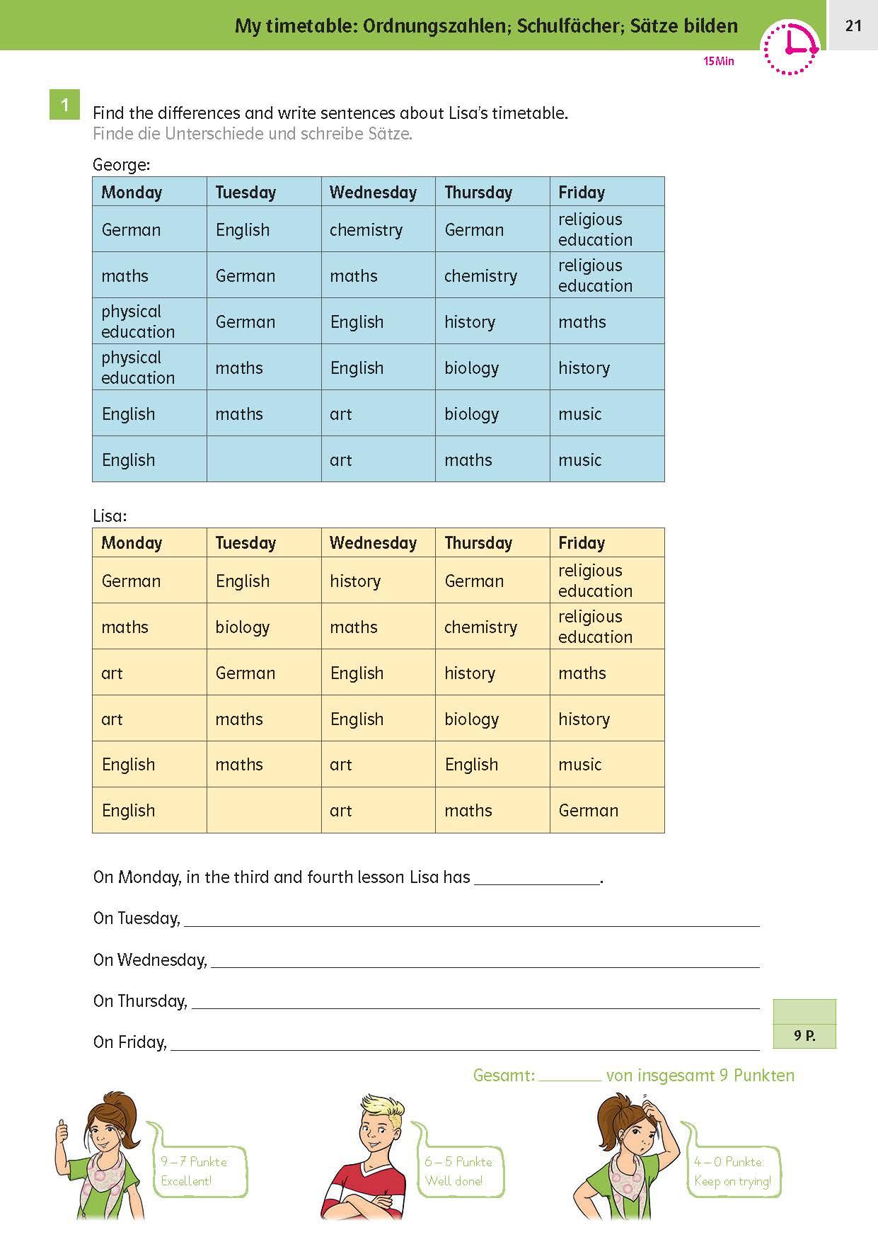 Beispielinhalt (Bild) Sicher ins Gymnasium: 15-Minuten-Kurztests Englisch 4.Klasse