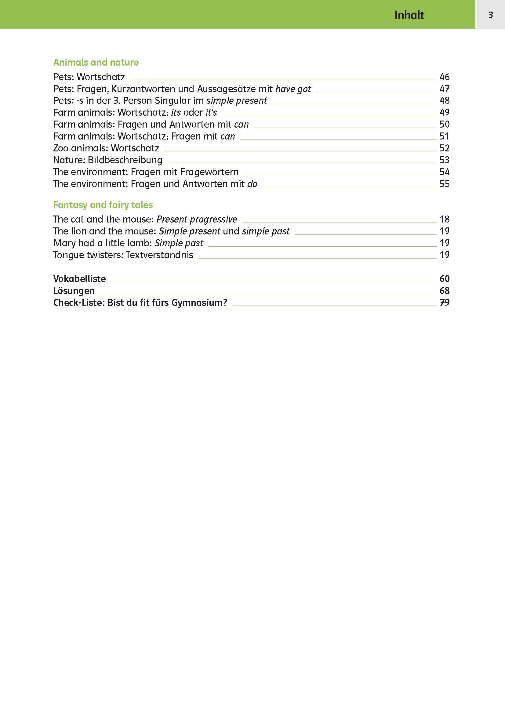 Beispielinhalt (Bild) Sicher ins Gymnasium: 15-Minuten-Kurztests Englisch 4.Klasse