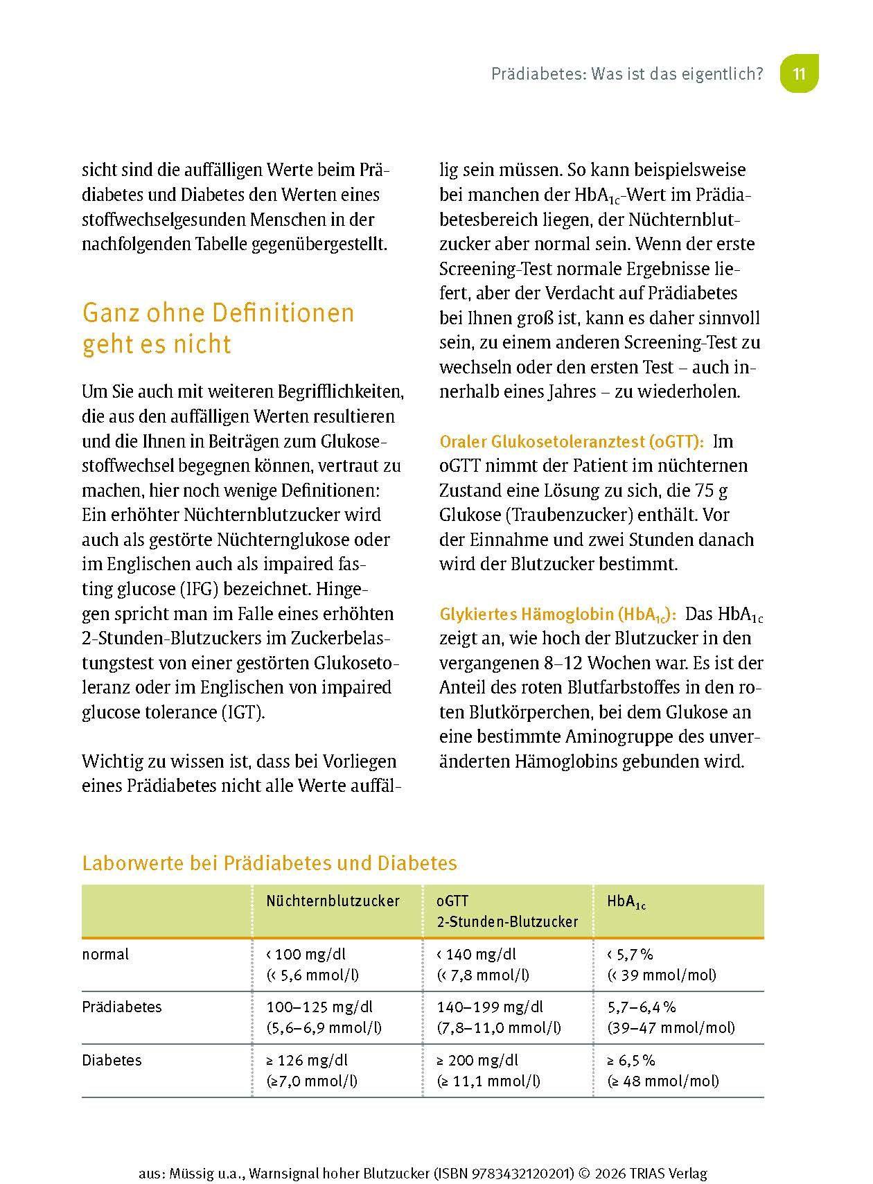 Beispielinhalt (Bild) Warnsignal hoher Blutzucker