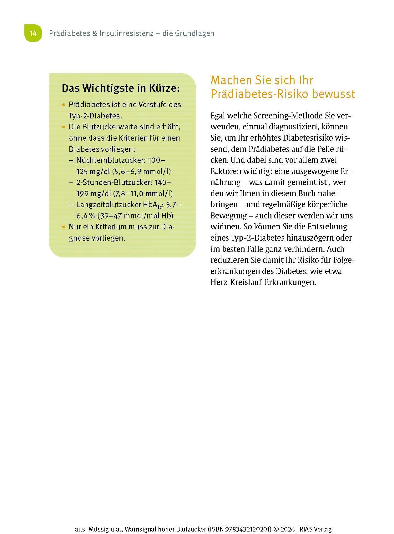 Beispielinhalt (Bild) Warnsignal hoher Blutzucker