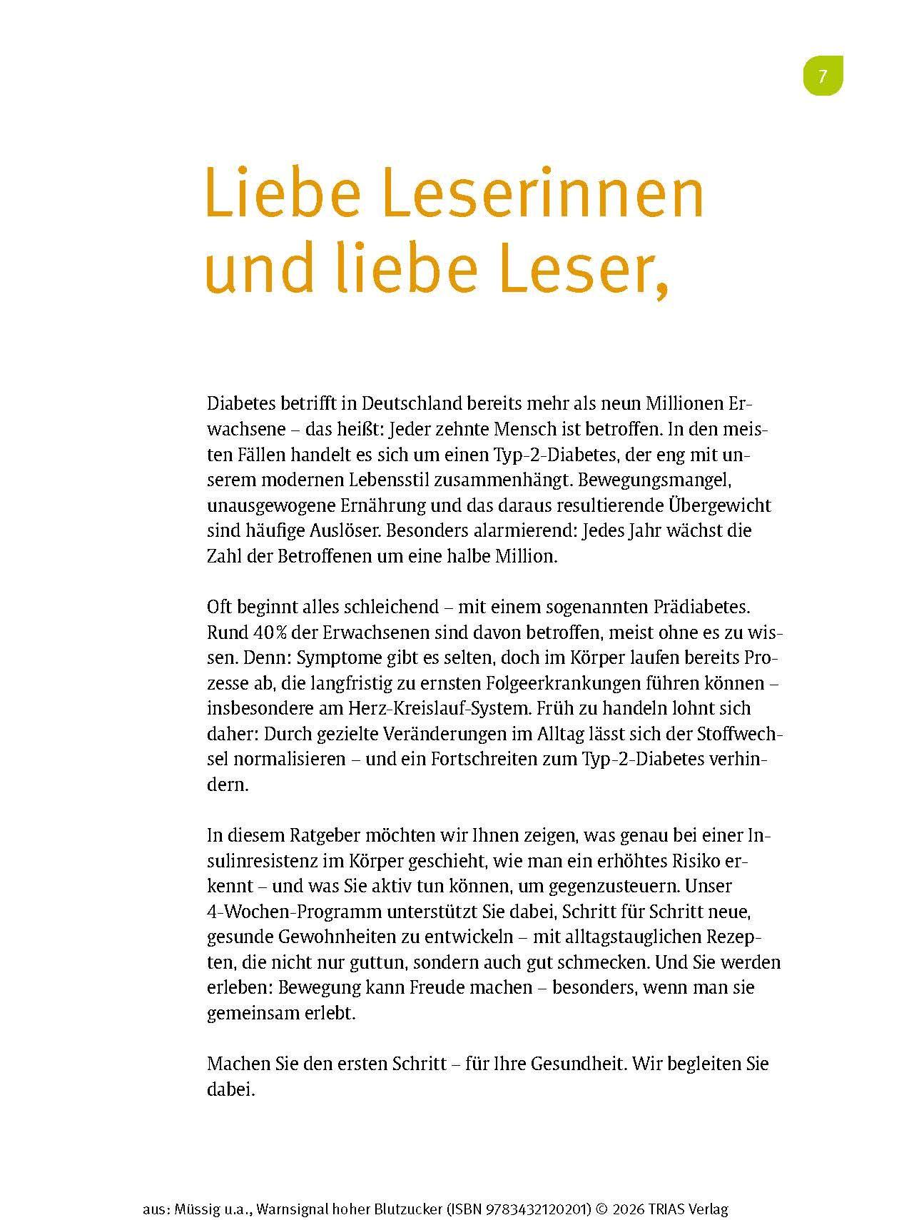 Beispielinhalt (Bild) Warnsignal hoher Blutzucker