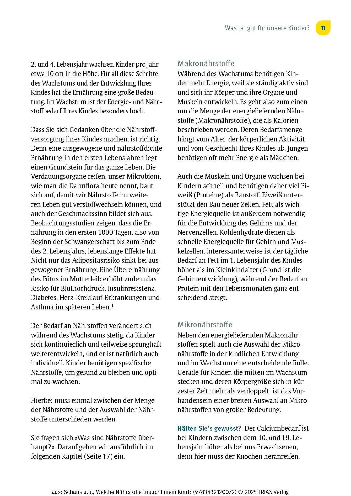 Beispielinhalt (Bild) Welche Nährstoffe braucht mein Kind?