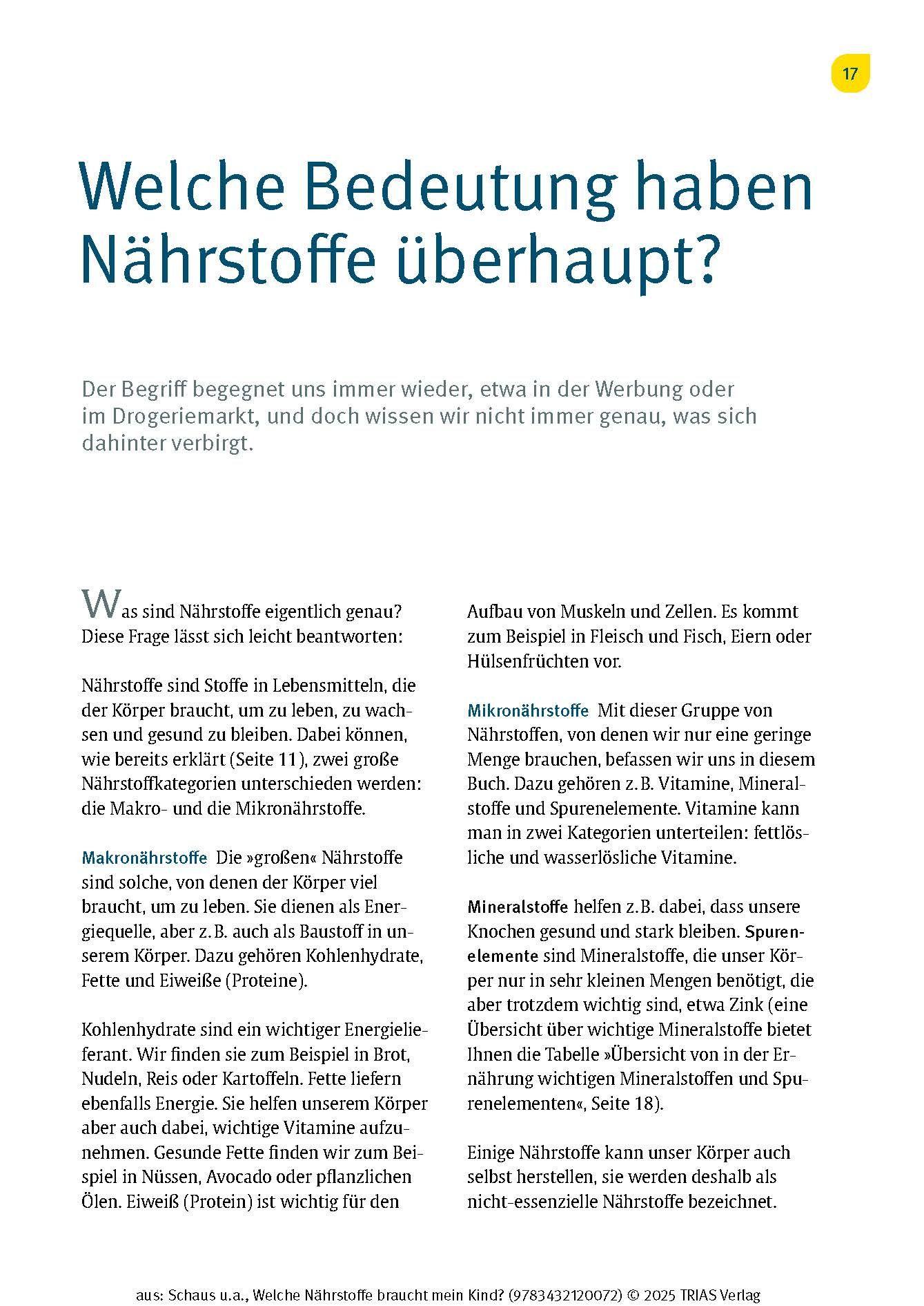 Beispielinhalt (Bild) Welche Nährstoffe braucht mein Kind?