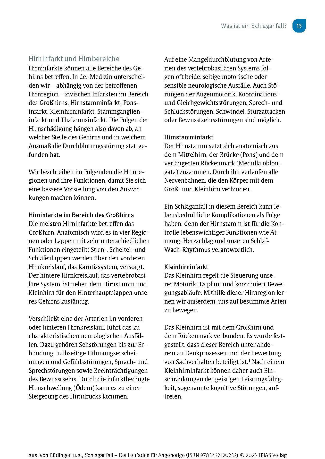 Beispielinhalt (Bild) Schlaganfall - Der Leitfaden für Angehörige