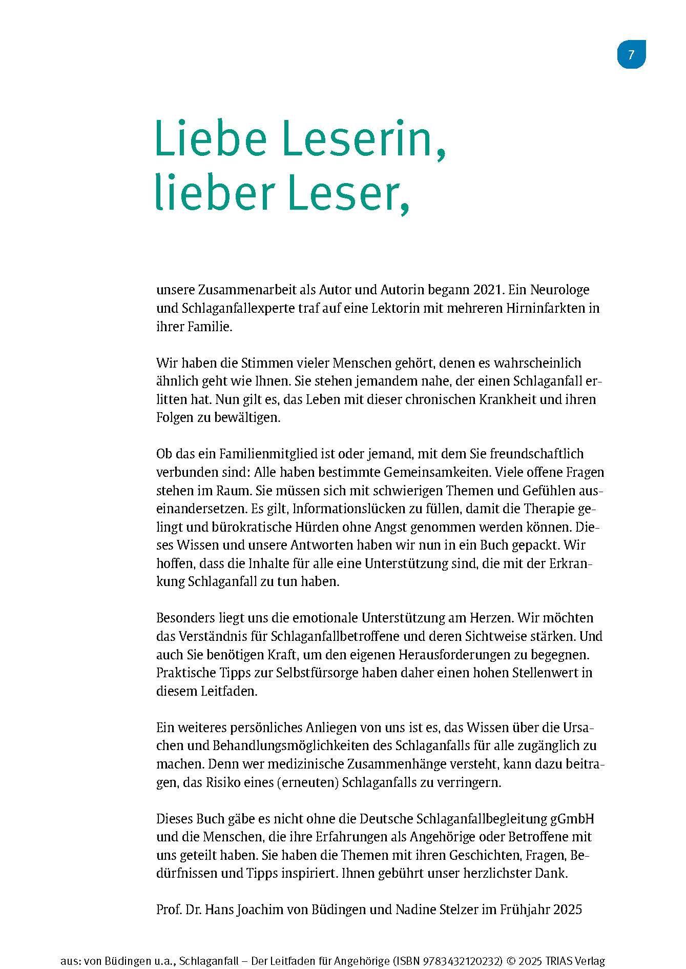 Beispielinhalt (Bild) Schlaganfall - Der Leitfaden für Angehörige