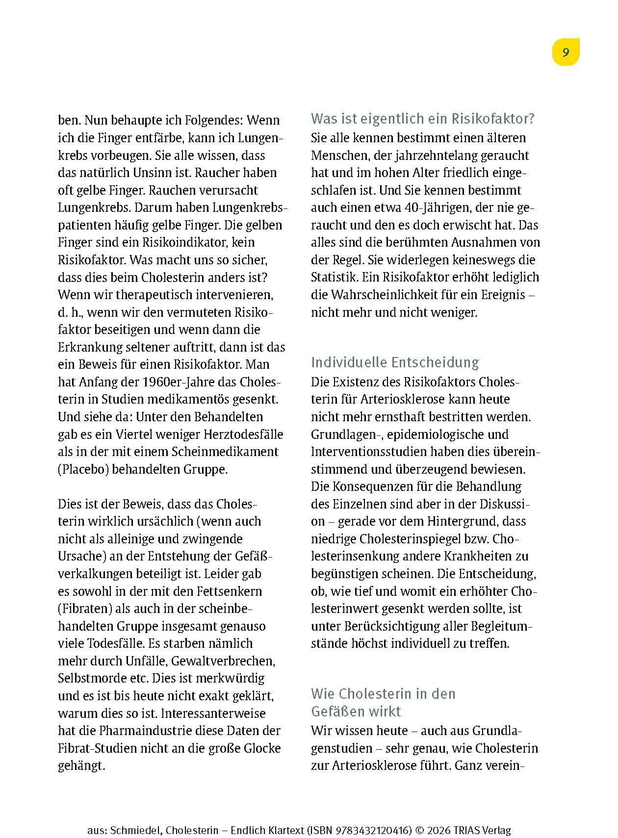 Beispielinhalt (Bild) Cholesterin - Endlich Klartext