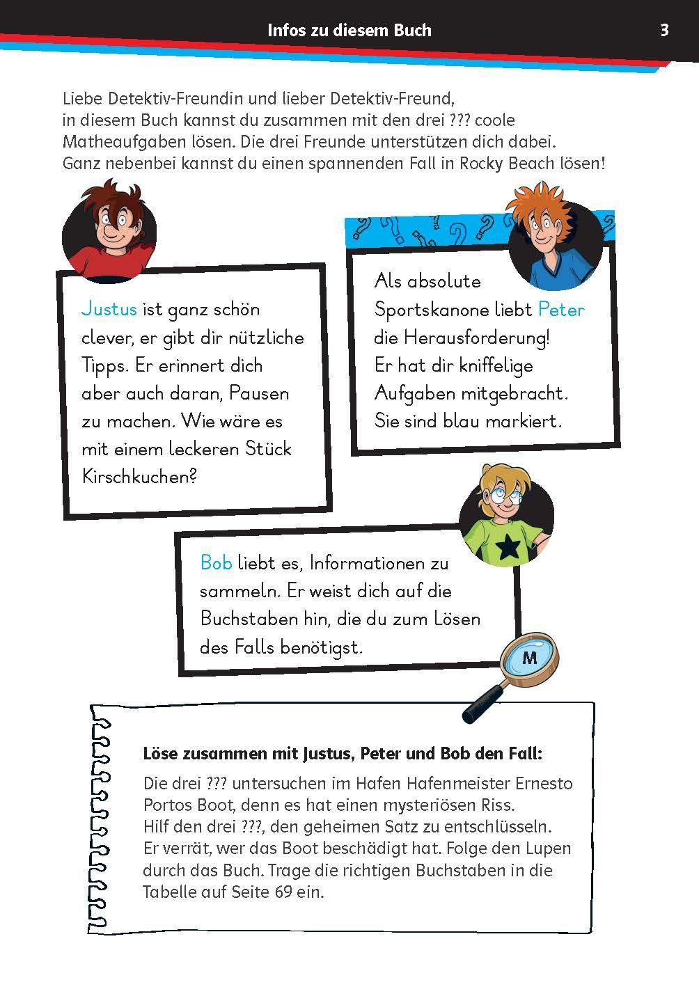 Beispielinhalt (Bild) Die drei ??? Kids: Mein Übungsheft Mathe 1. Klasse - Rechnen bis 20