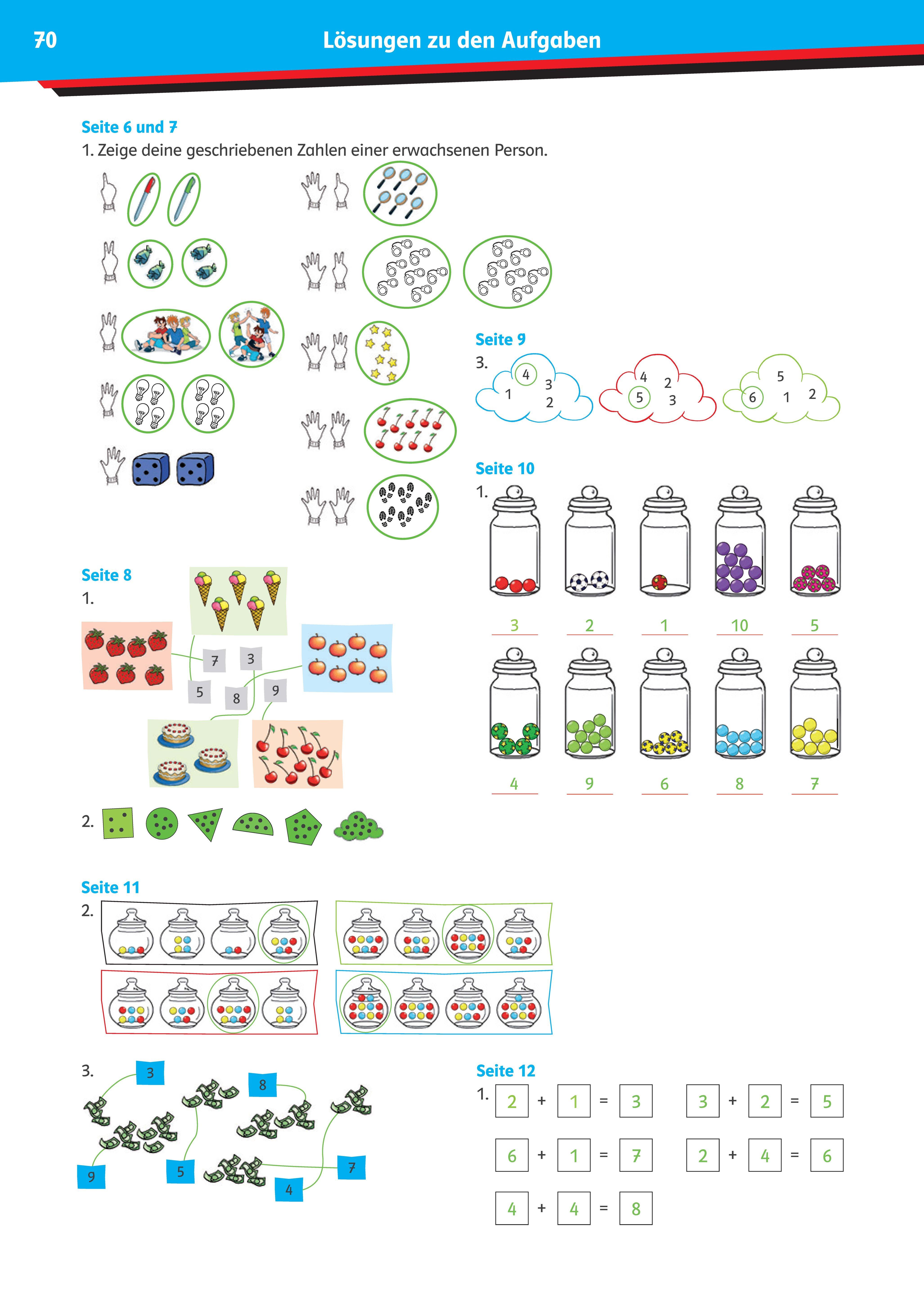 Beispielinhalt (Bild) Die drei ??? Kids: Mein Übungsheft Mathe 1. Klasse - Rechnen bis 20