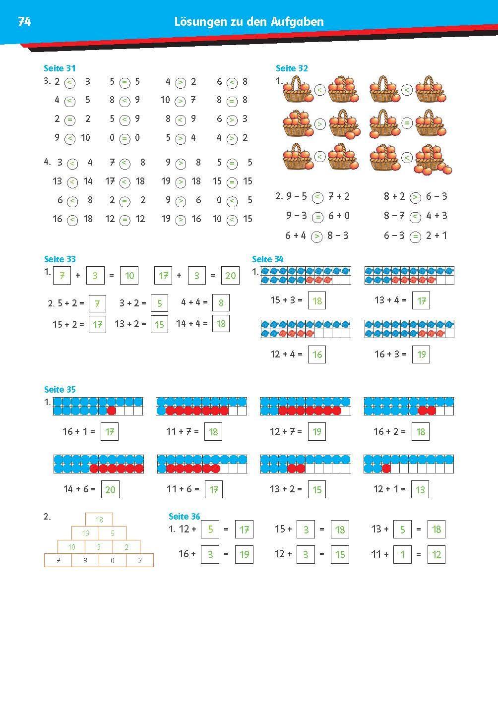 Beispielinhalt (Bild) Die drei ??? Kids: Mein Übungsheft Mathe 1. Klasse - Rechnen bis 20