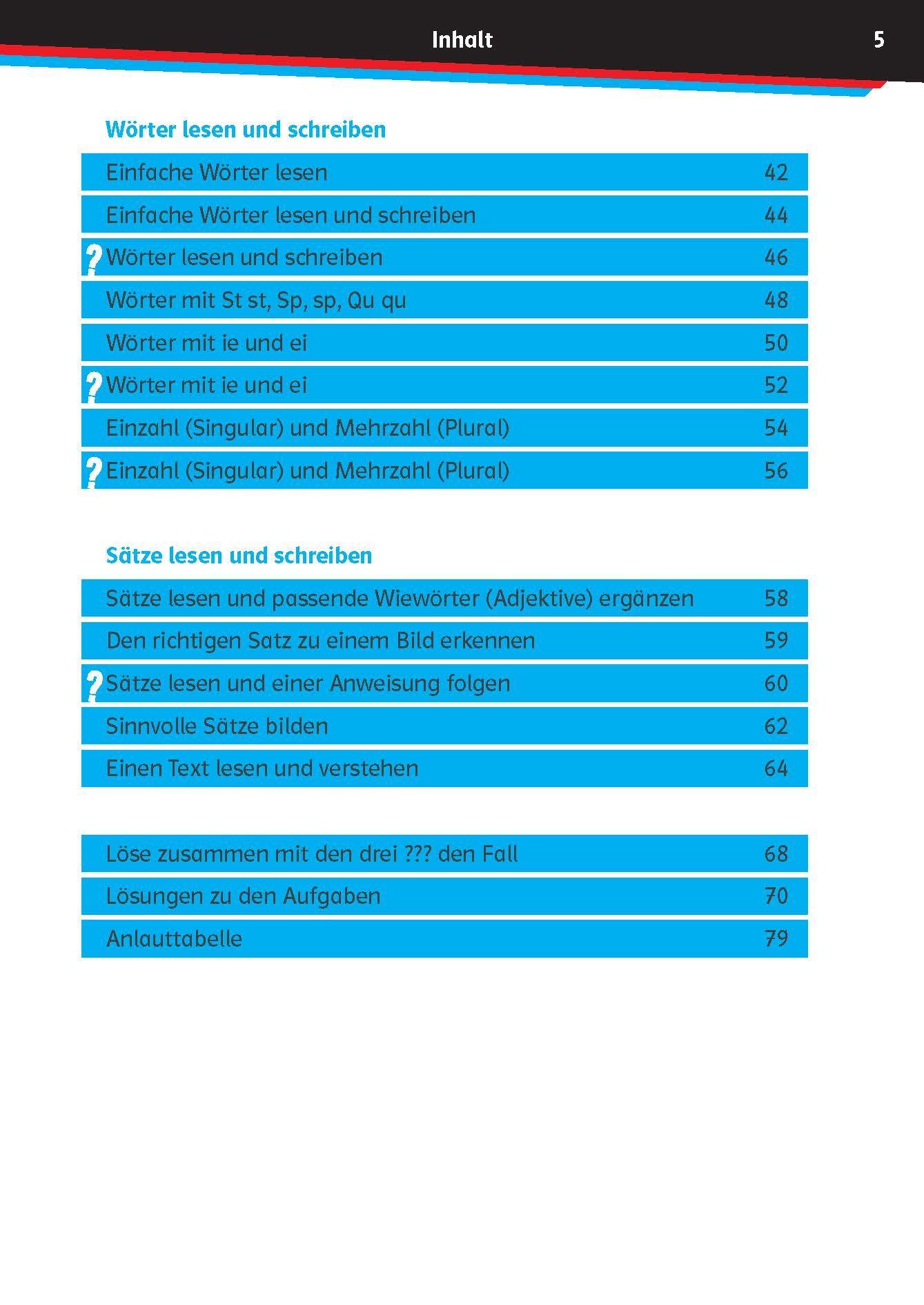 Beispielinhalt (Bild) Die drei ??? Kids: Mein Übungsheft Deutsch 1. Klasse - Schreiben lernen