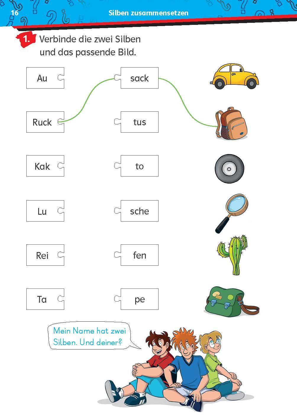 Beispielinhalt (Bild) Die drei ??? Kids: Mein Übungsheft Deutsch 1. Klasse - Schreiben lernen