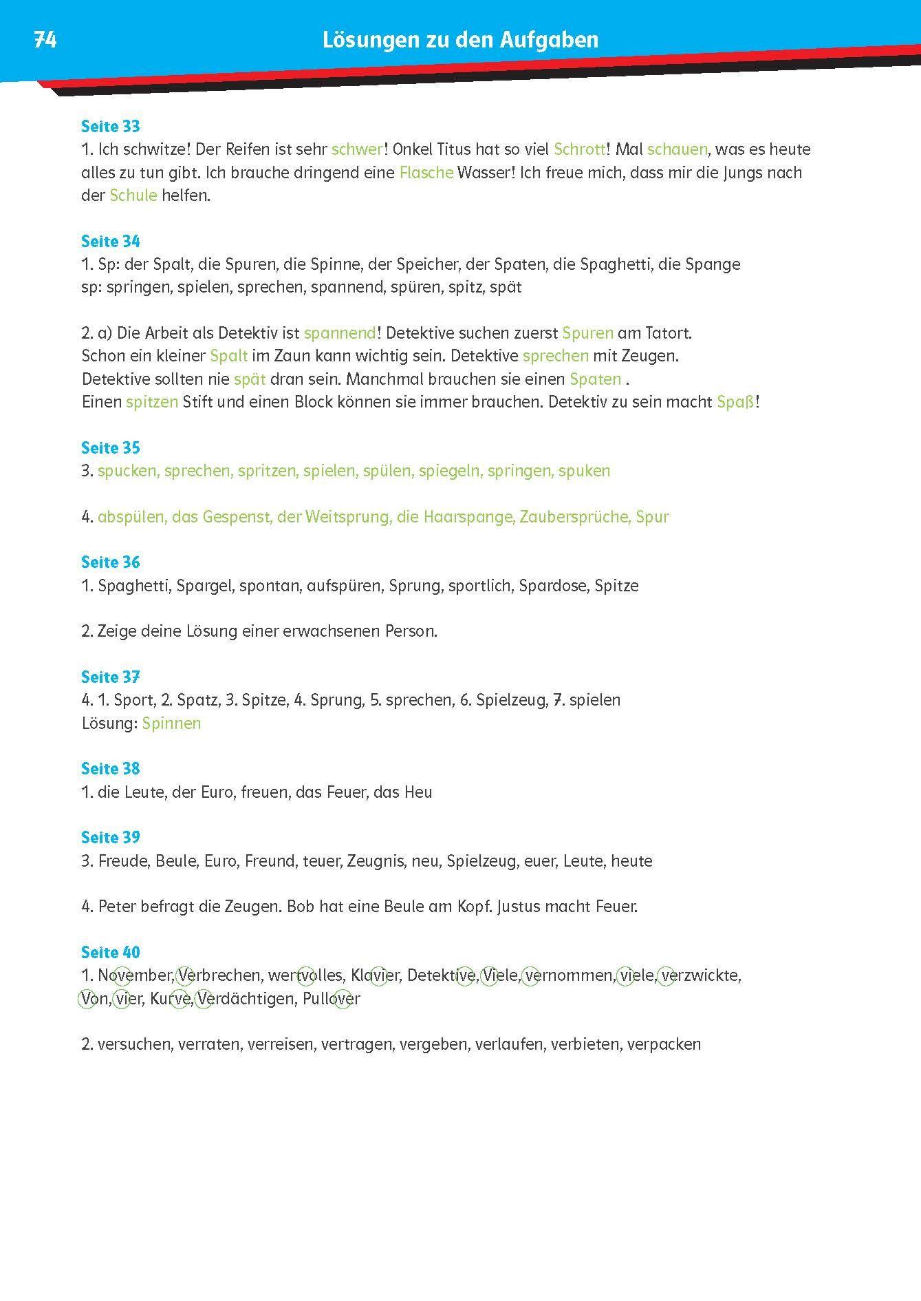 Beispielinhalt (Bild) Die drei ??? Kids: Mein Übungsheft Deutsch 2. Klasse - Richtig schreiben