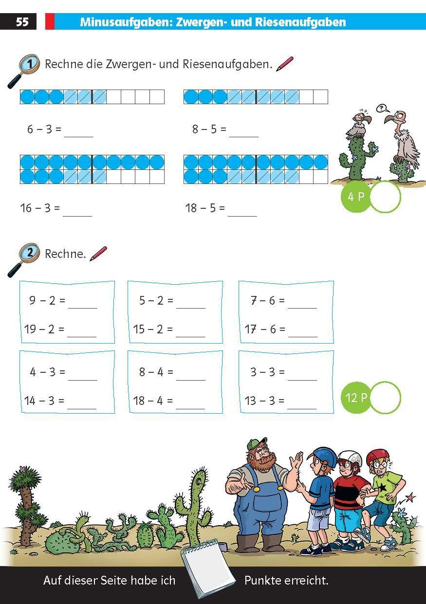 Beispielinhalt (Bild) Die drei ??? Kids: Mein Matheblock 1. Klasse
