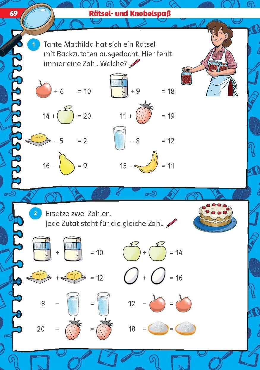 Beispielinhalt (Bild) Die drei ??? Kids: Mein Matheblock 1. Klasse