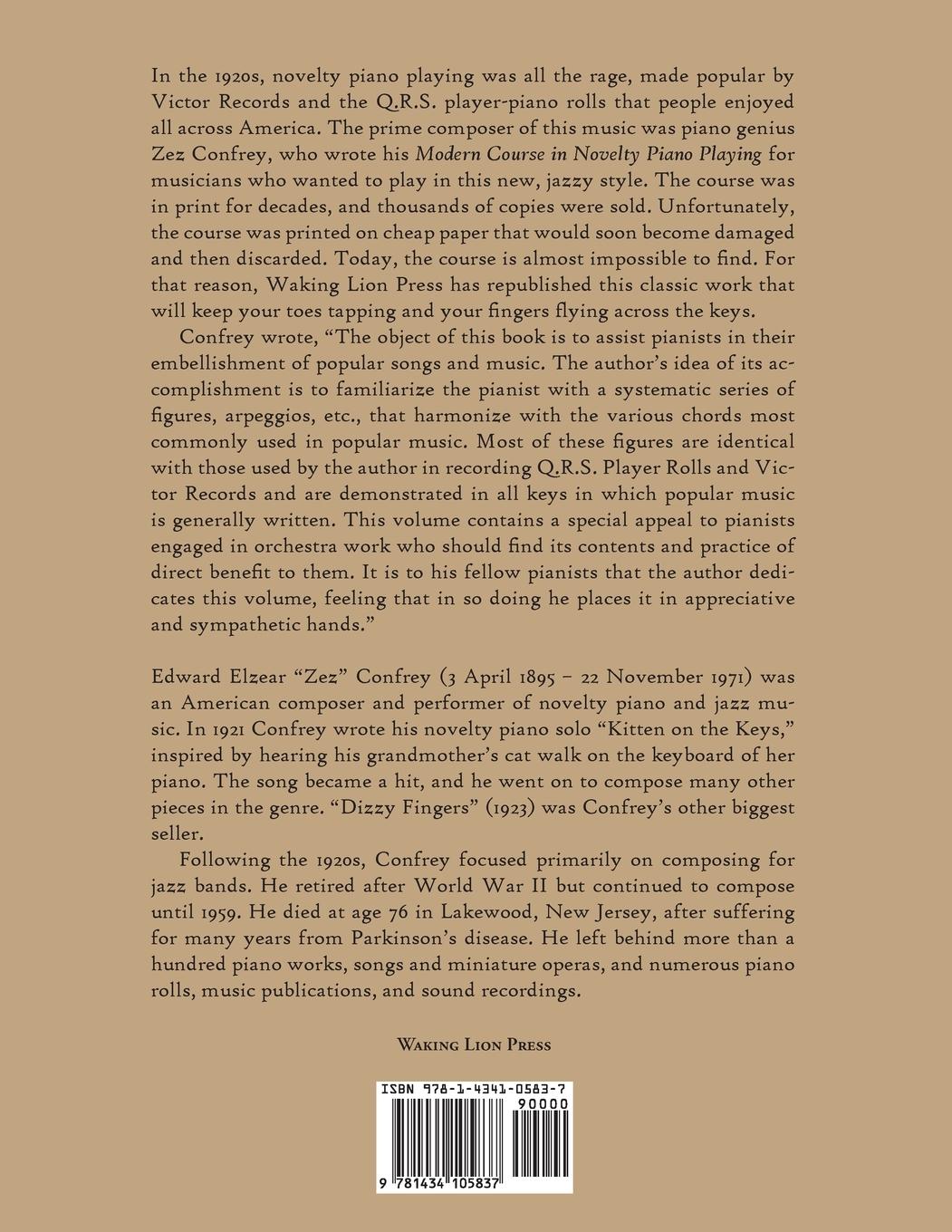 Rückseitencover Zez Confrey's Modern Course in Novelty Piano Playing